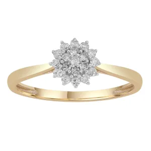 0.15ct Cluster Diamond Engagemet Ring In 9Ct Yellow Gold
