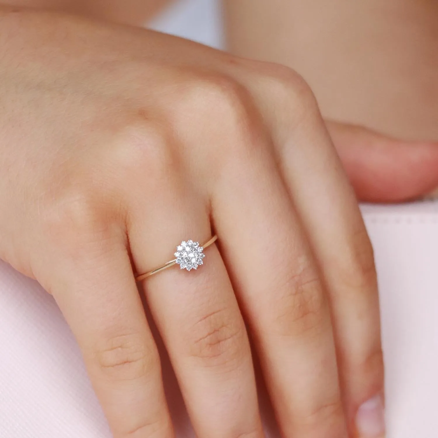 0.15ct Cluster Diamond Engagemet Ring In 9Ct Yellow Gold