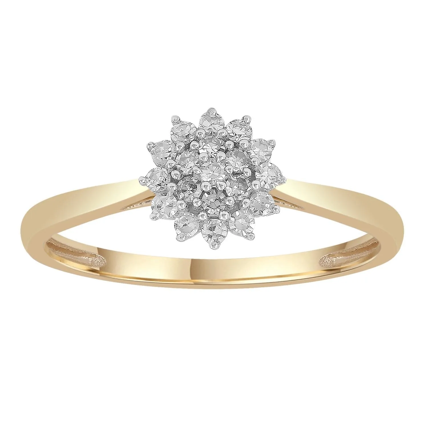 0.15ct Cluster Diamond Engagemet Ring In 9Ct Yellow Gold