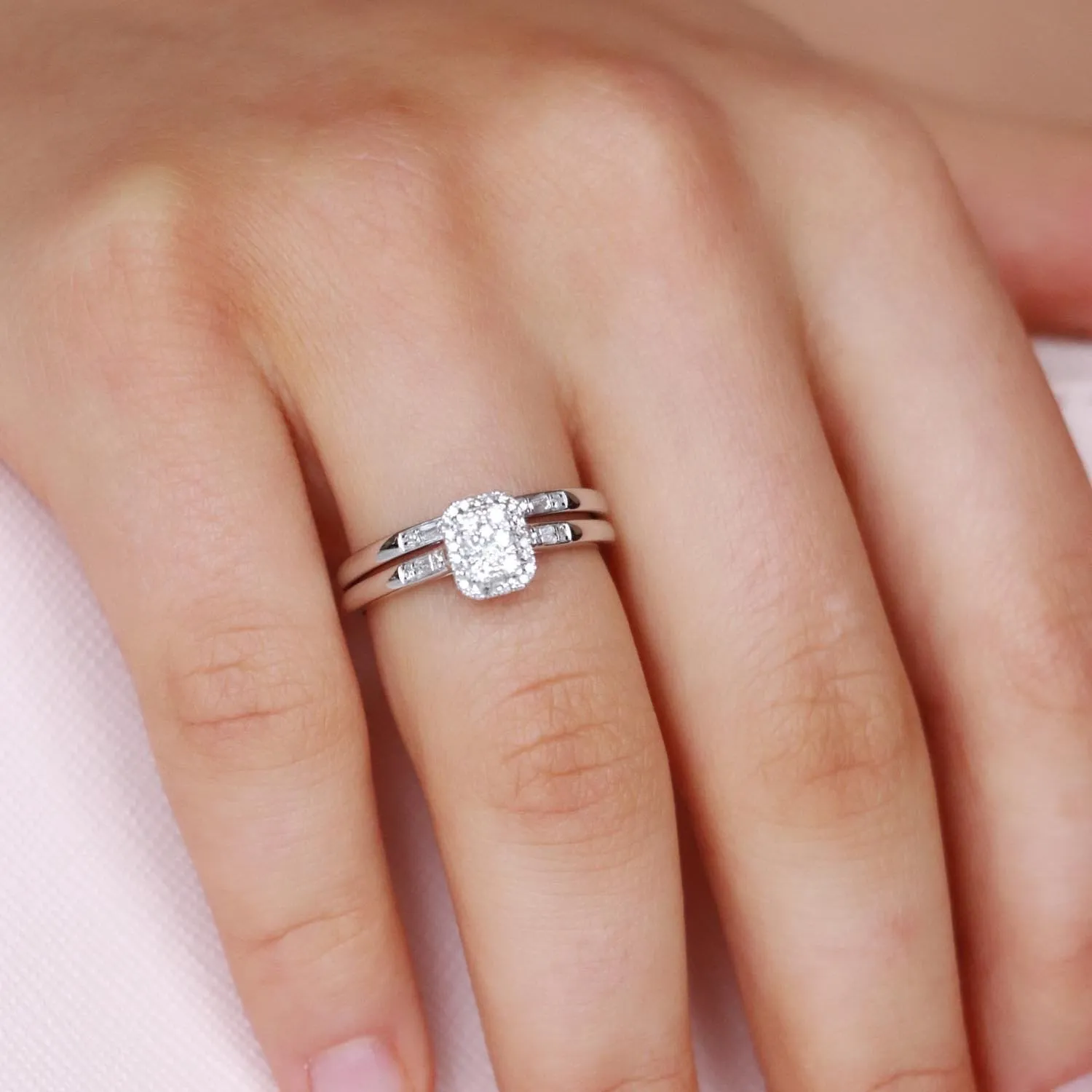 0.25ct Round Brilliant Diamond Engagement Ring Set In 9Ct White Gold