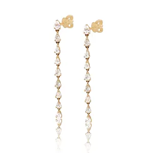 1.5" Pear Diamond Duster Earrings