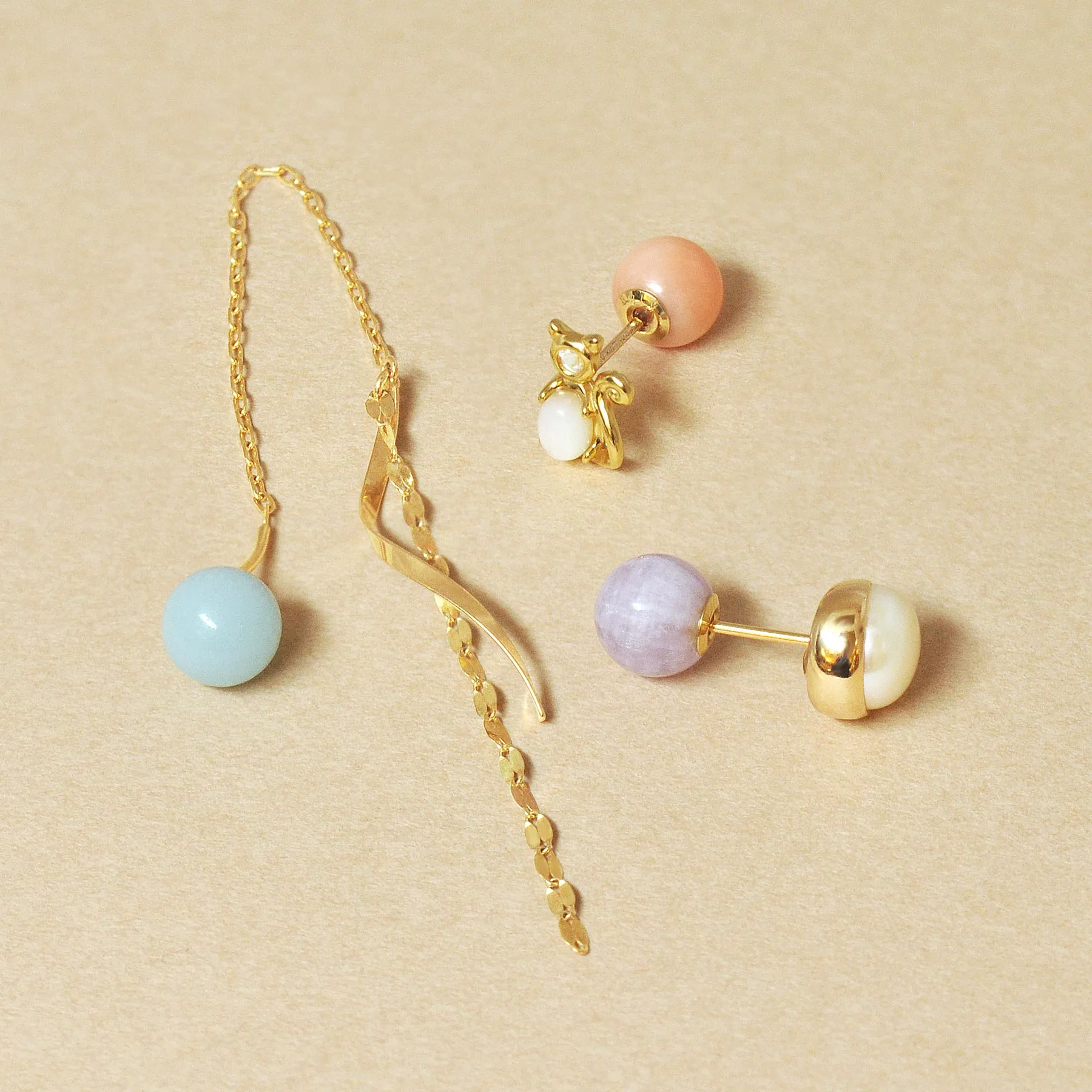 18K Gold Ball Earring Back (Coral)