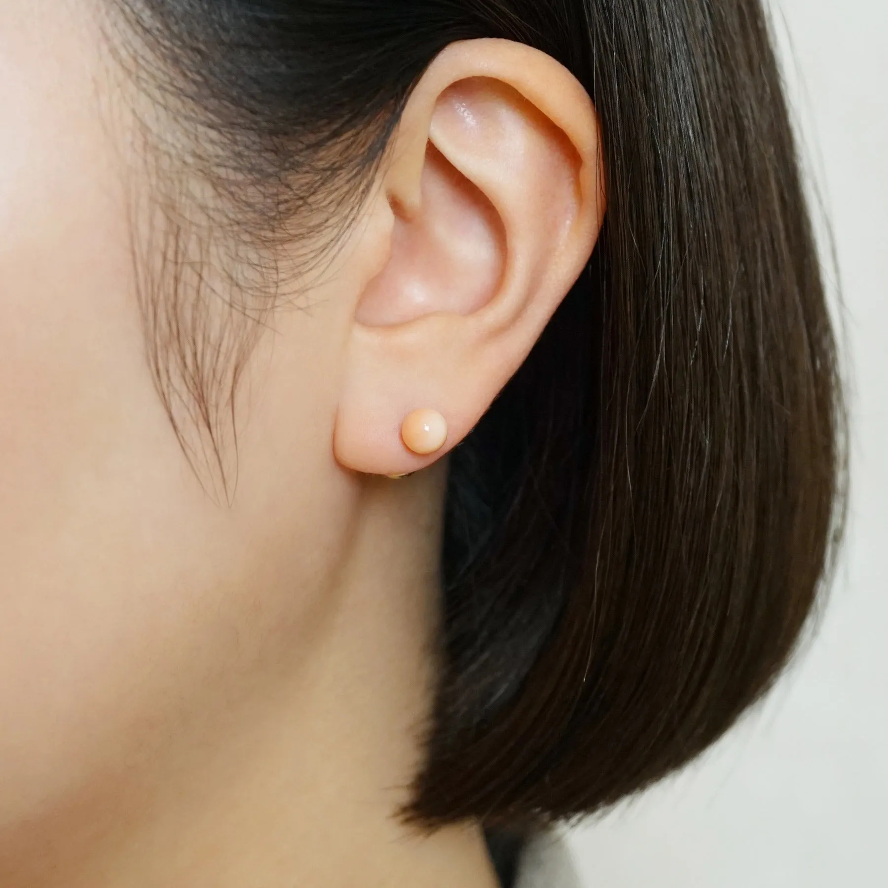 18K Gold Ball Earring Back (Coral)
