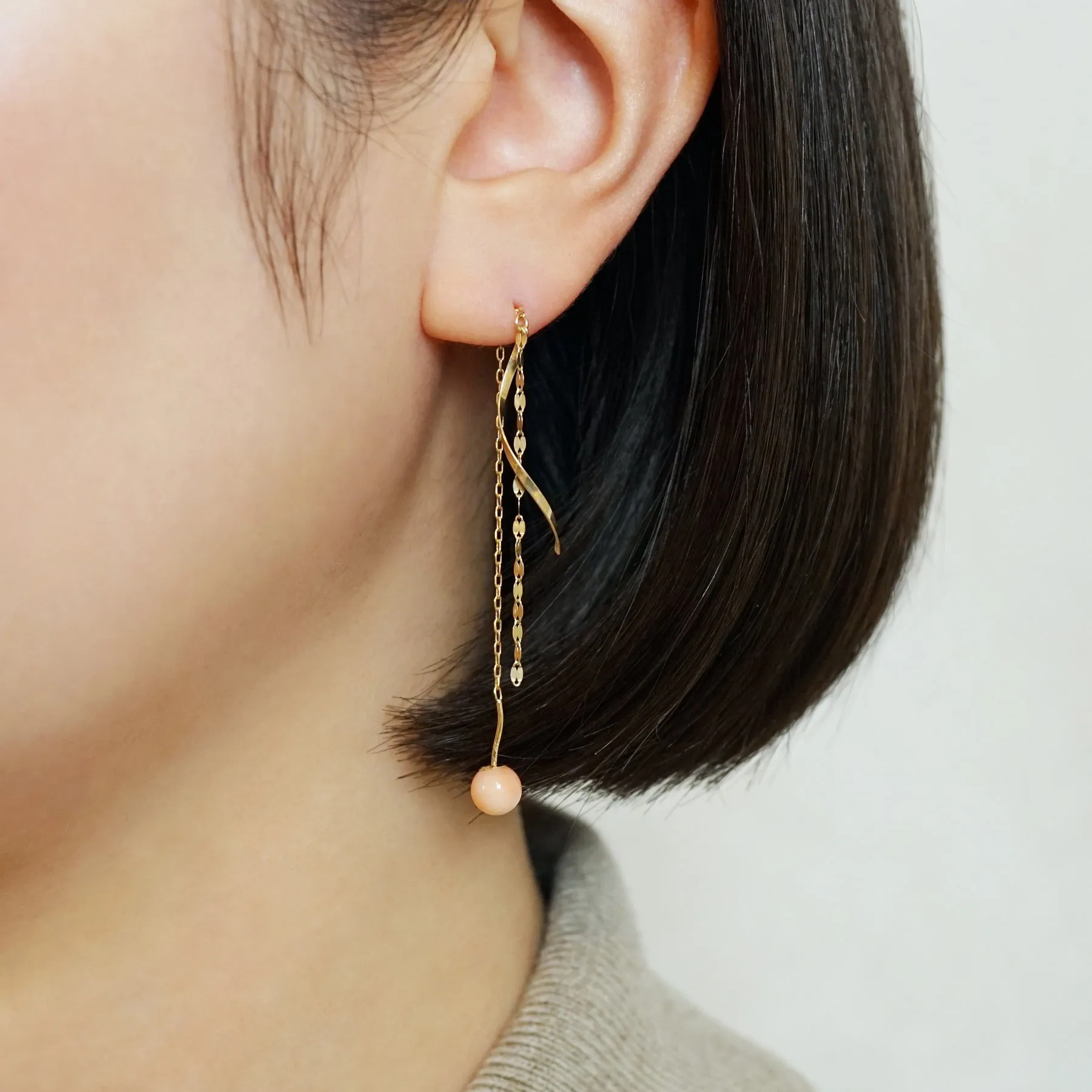 18K Gold Ball Earring Back (Coral)