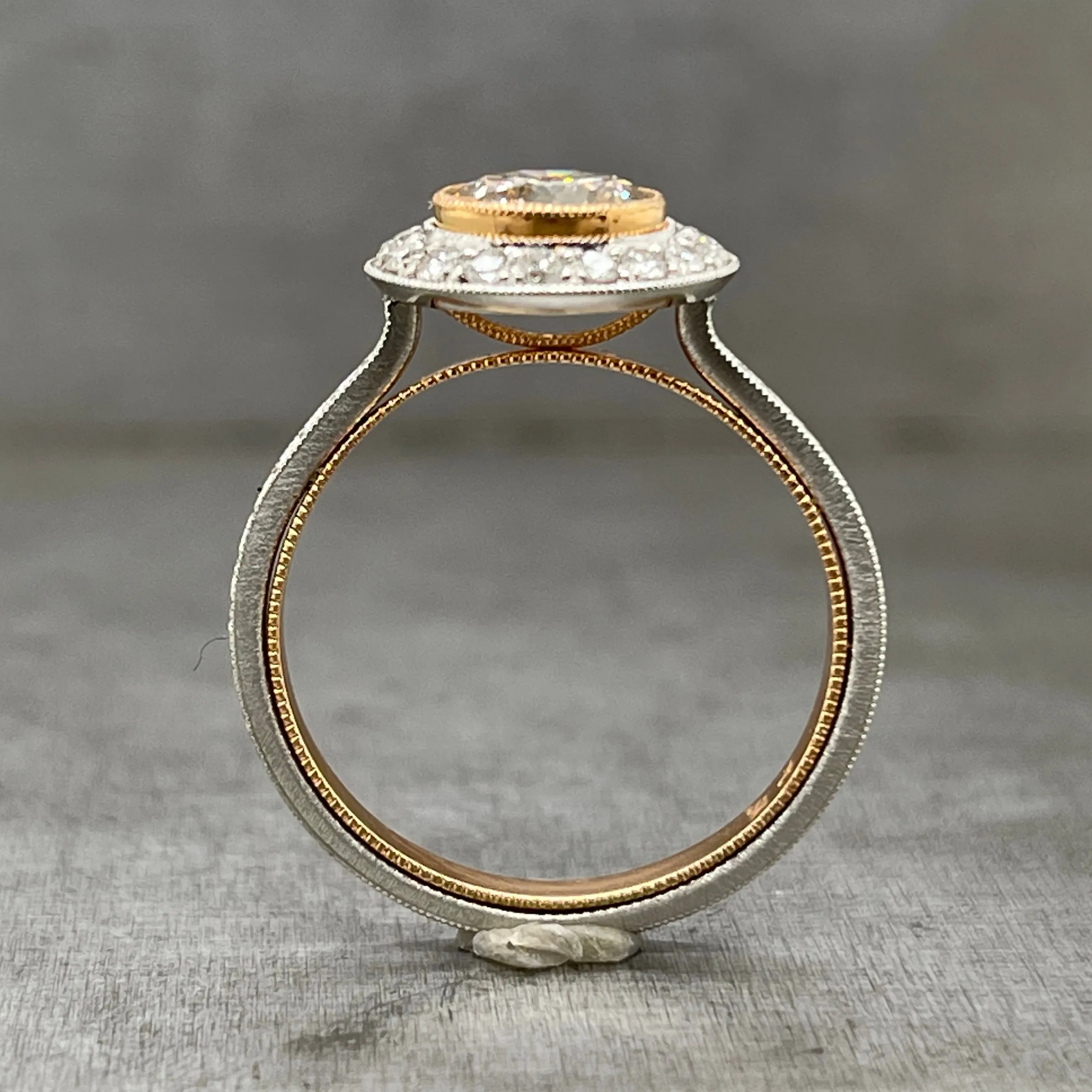 18k Rose Gold and Platinum Champagne Diamond Ring