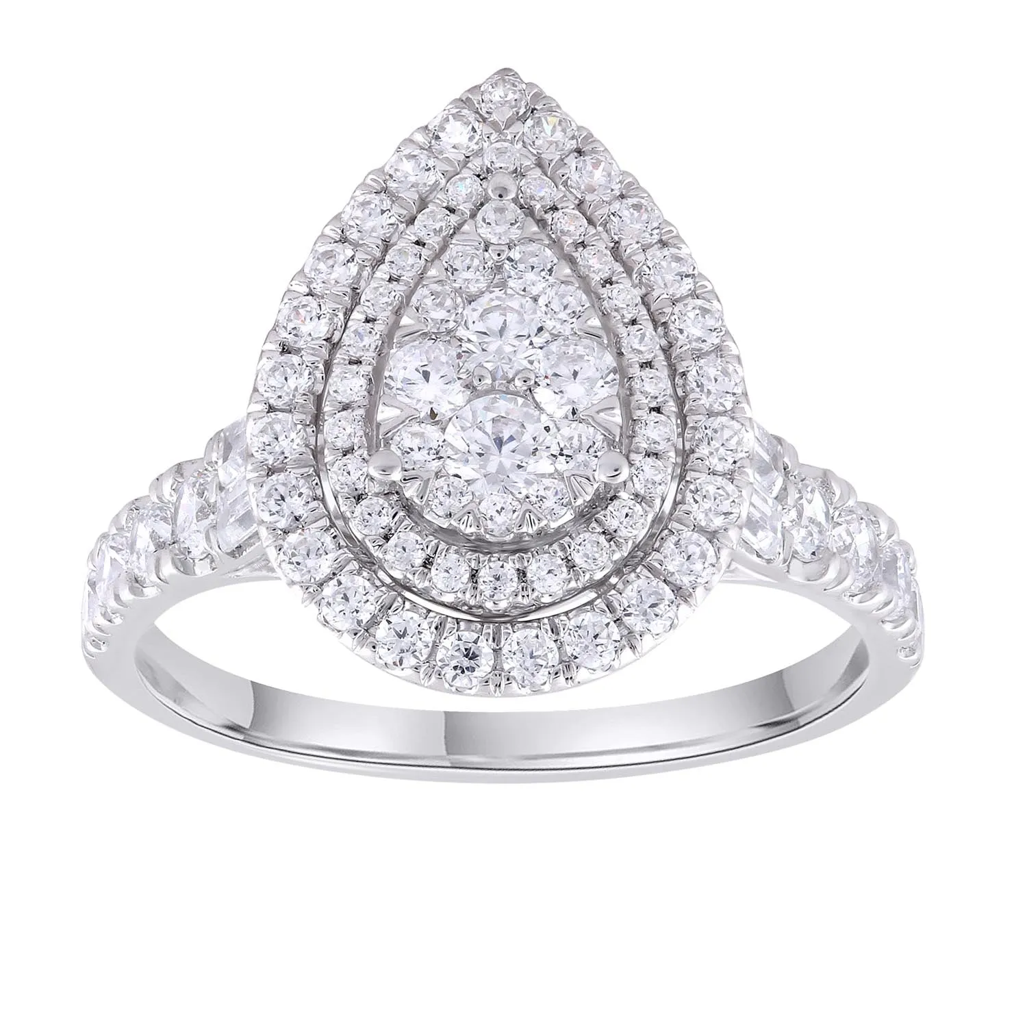 1ct Round Brilliant Diamond Engagement Ring In 18ct White Gold