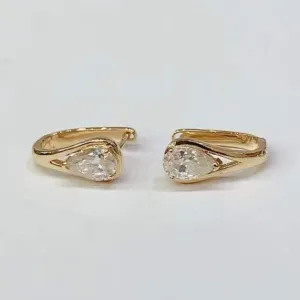 1ctw Pear Moissanite Bezel Earrings 18K