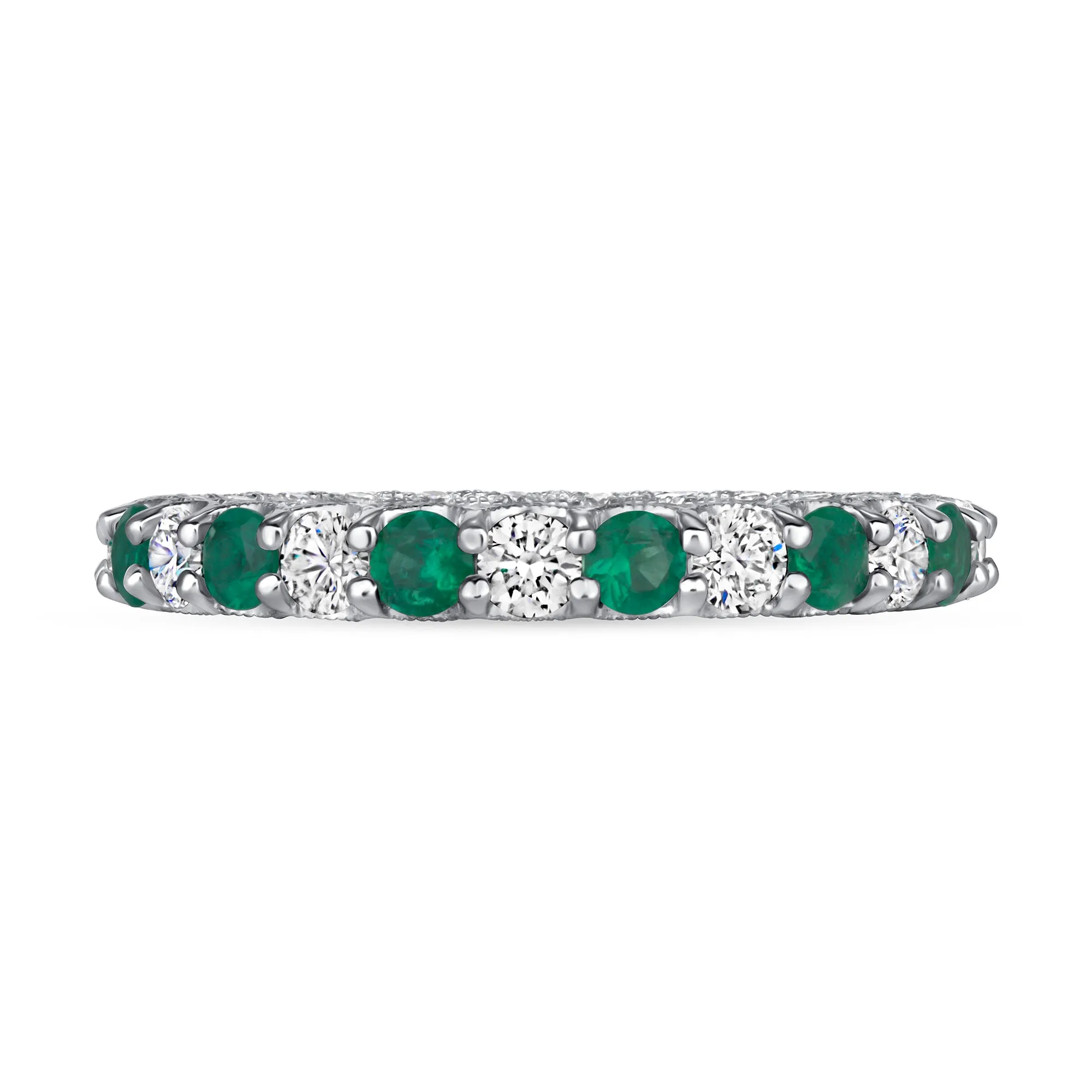 2.56CT Emerald and Diamond Eternity Band