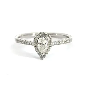9CT White Gold Teardrop Diamond Ring