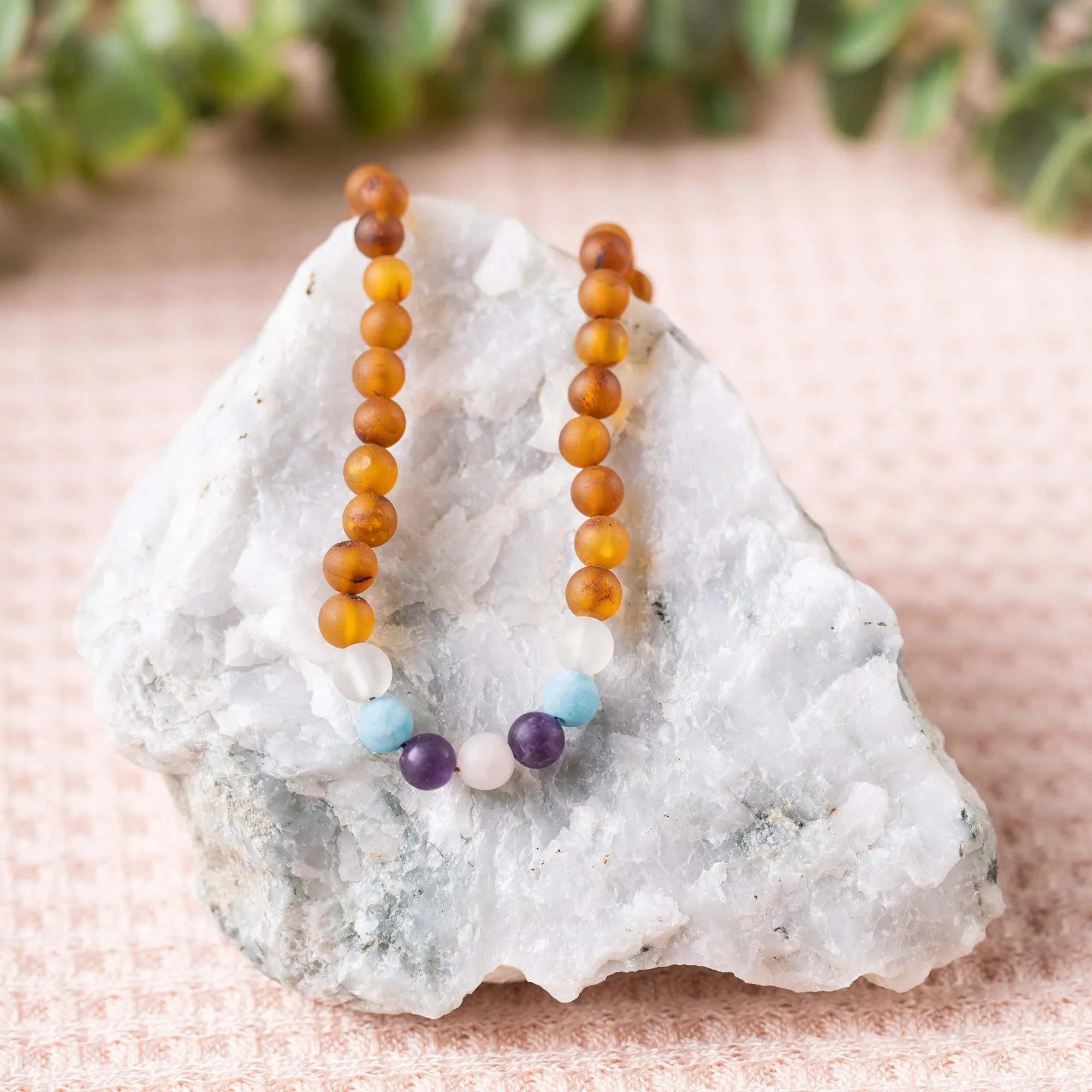 Adults | Mermaid Mix   Raw Cognac Amber Necklace