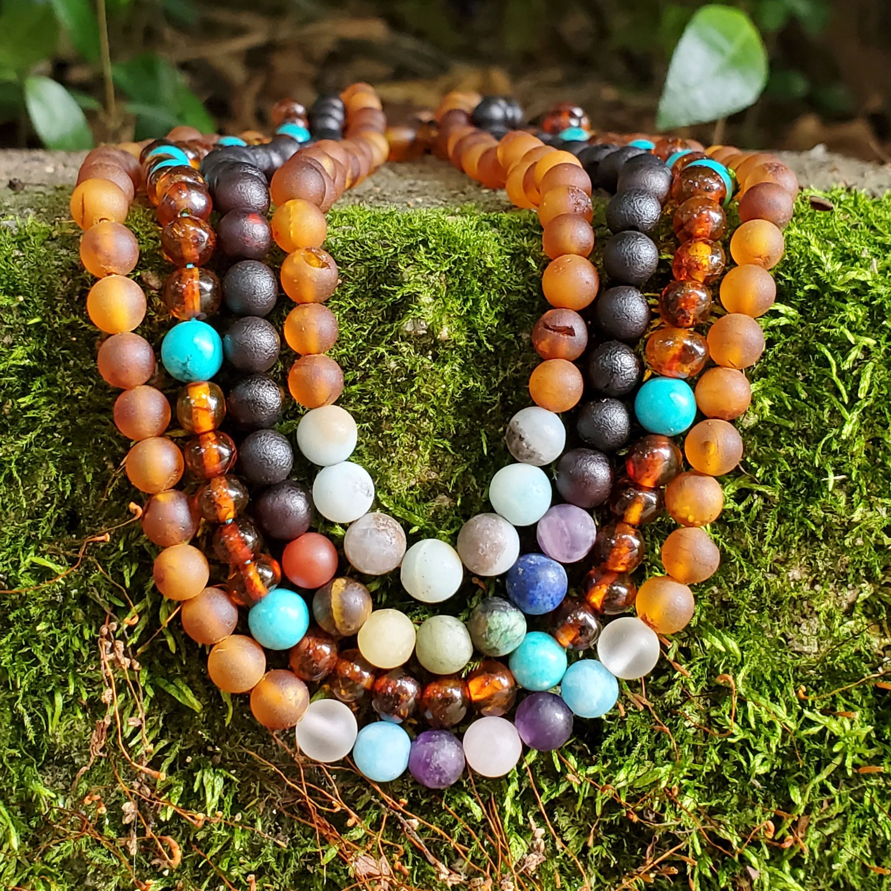 Adults | Mermaid Mix   Raw Cognac Amber Necklace