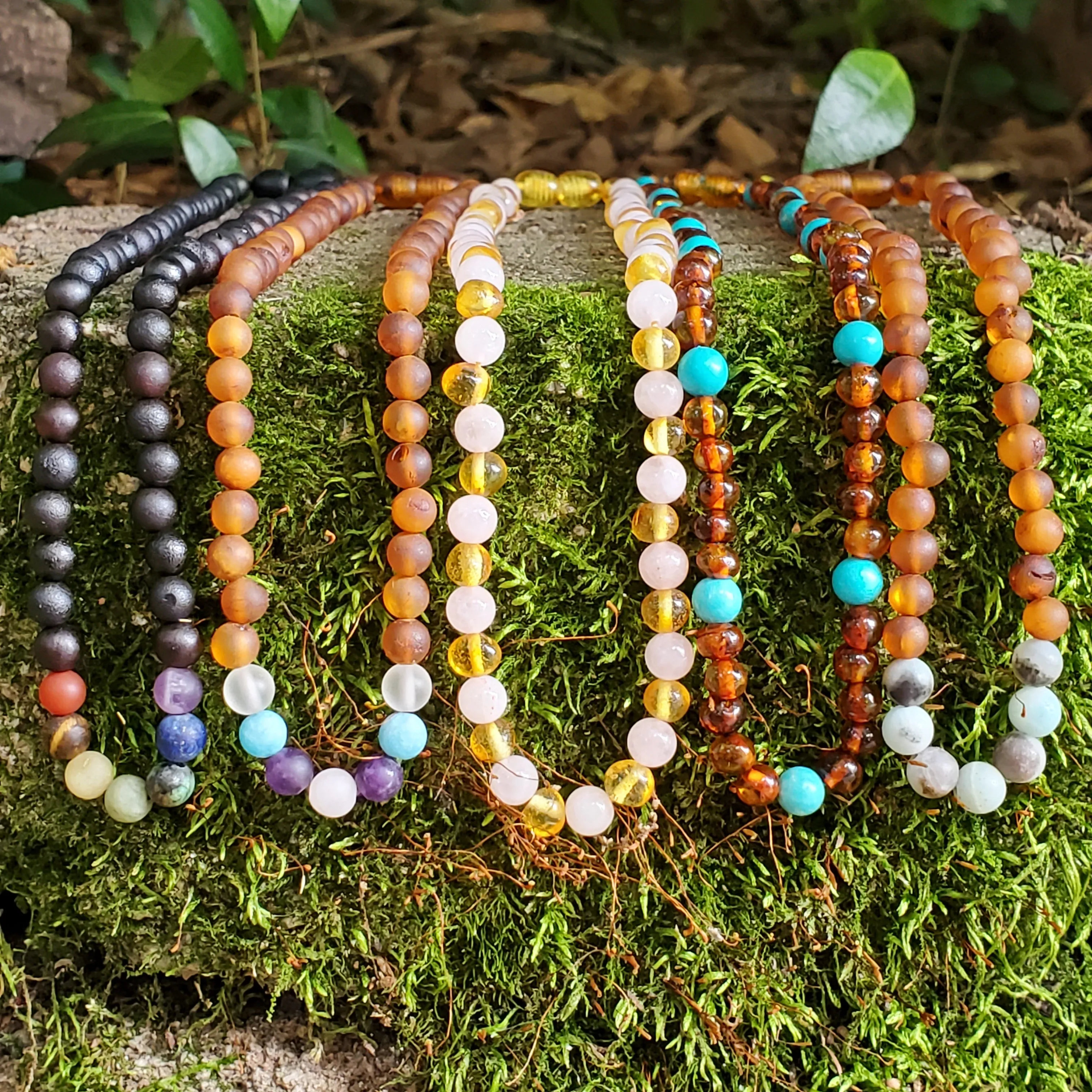 Adults | Mermaid Mix   Raw Cognac Amber Necklace