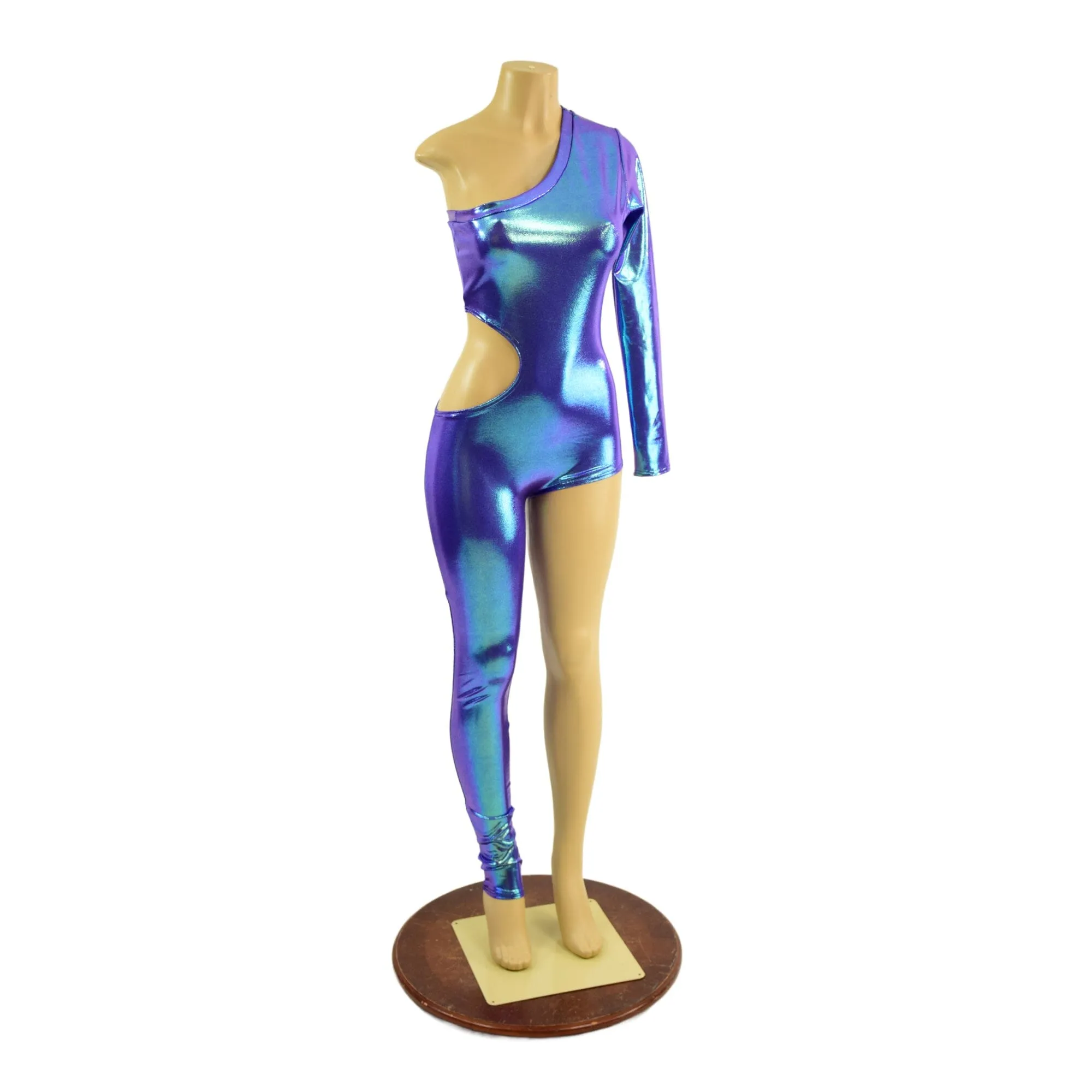 Asymmetrical Catsuit with Cutout and Boy Cut Leg