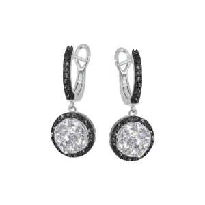 Black Diamond Halo and White Diamond Earrings