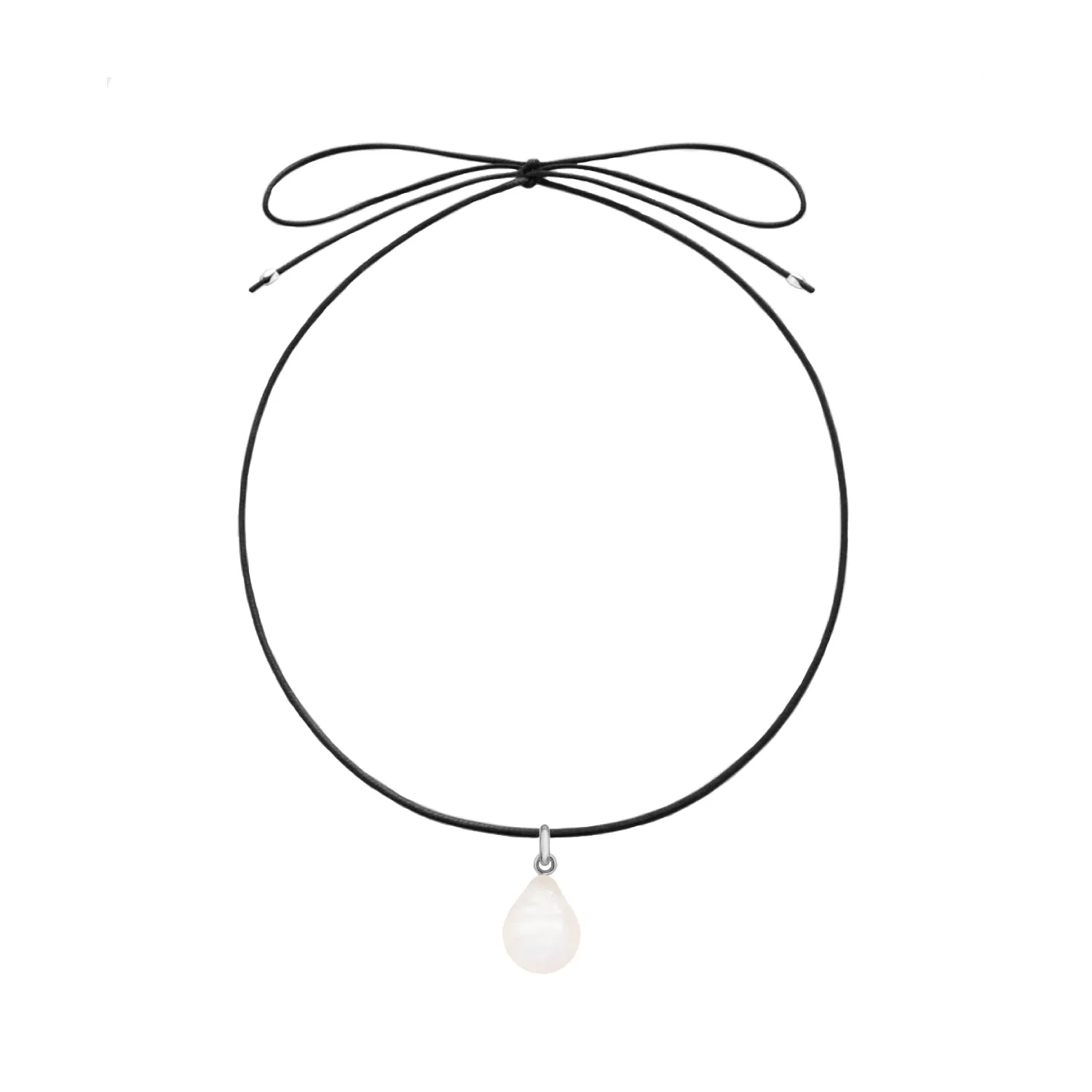 Black Suede Cord Baroque Pearl Necklace