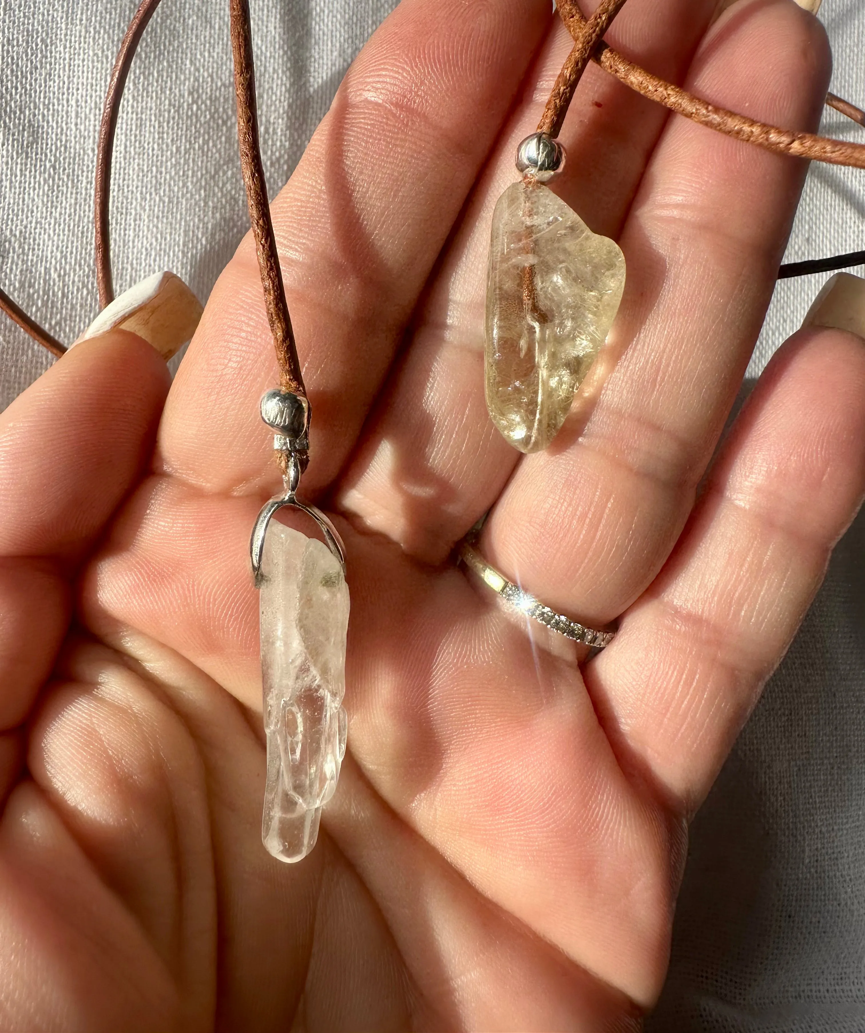 Boho Necklace ~ Citrine & Clear Quartz ~