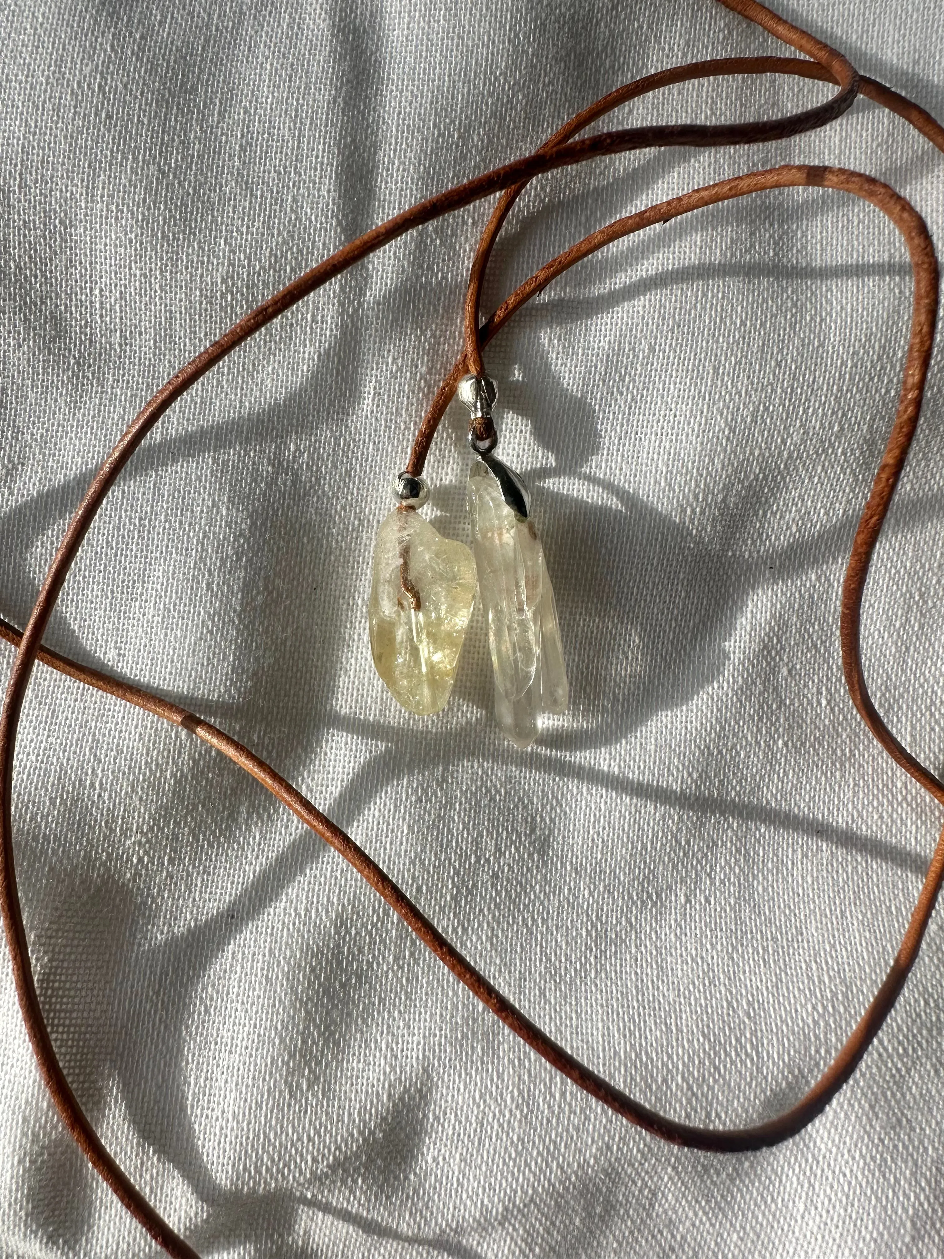 Boho Necklace ~ Citrine & Clear Quartz ~