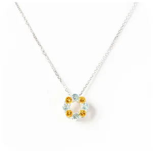 Circle of Life Necklace - Citrine and Sky Blue Topaz