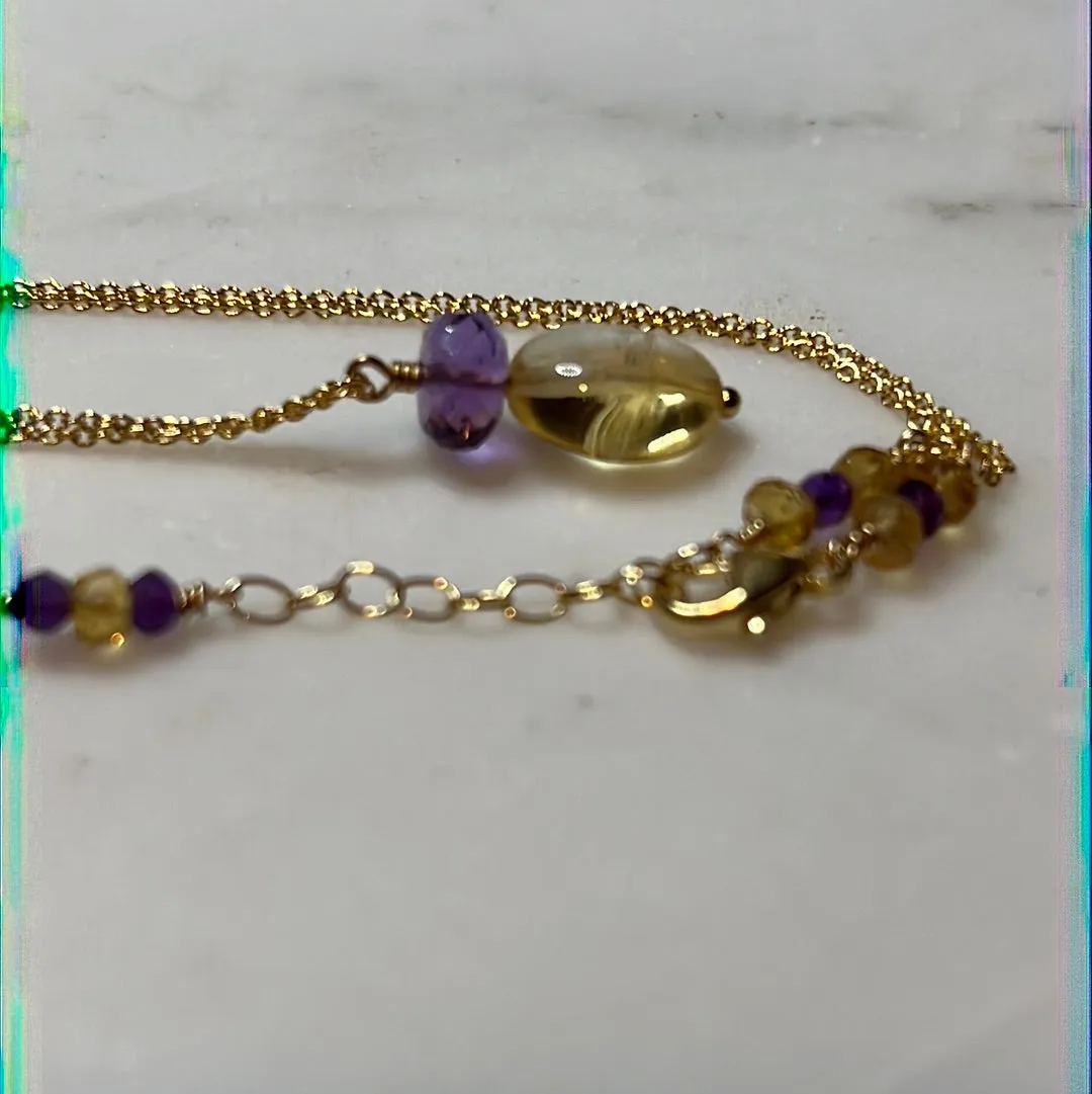 Citrine & Amethyst Pendant Necklace