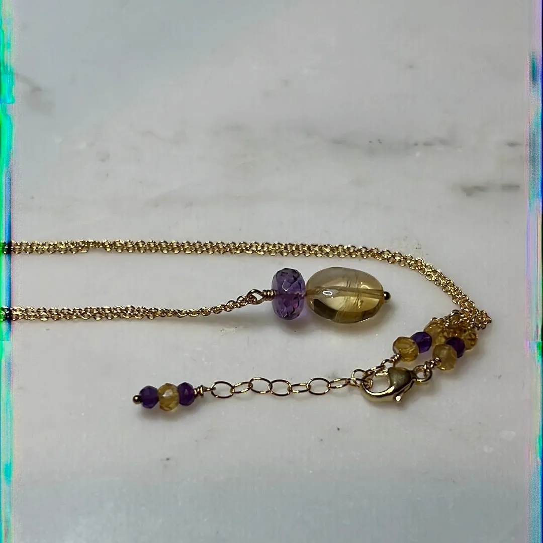 Citrine & Amethyst Pendant Necklace