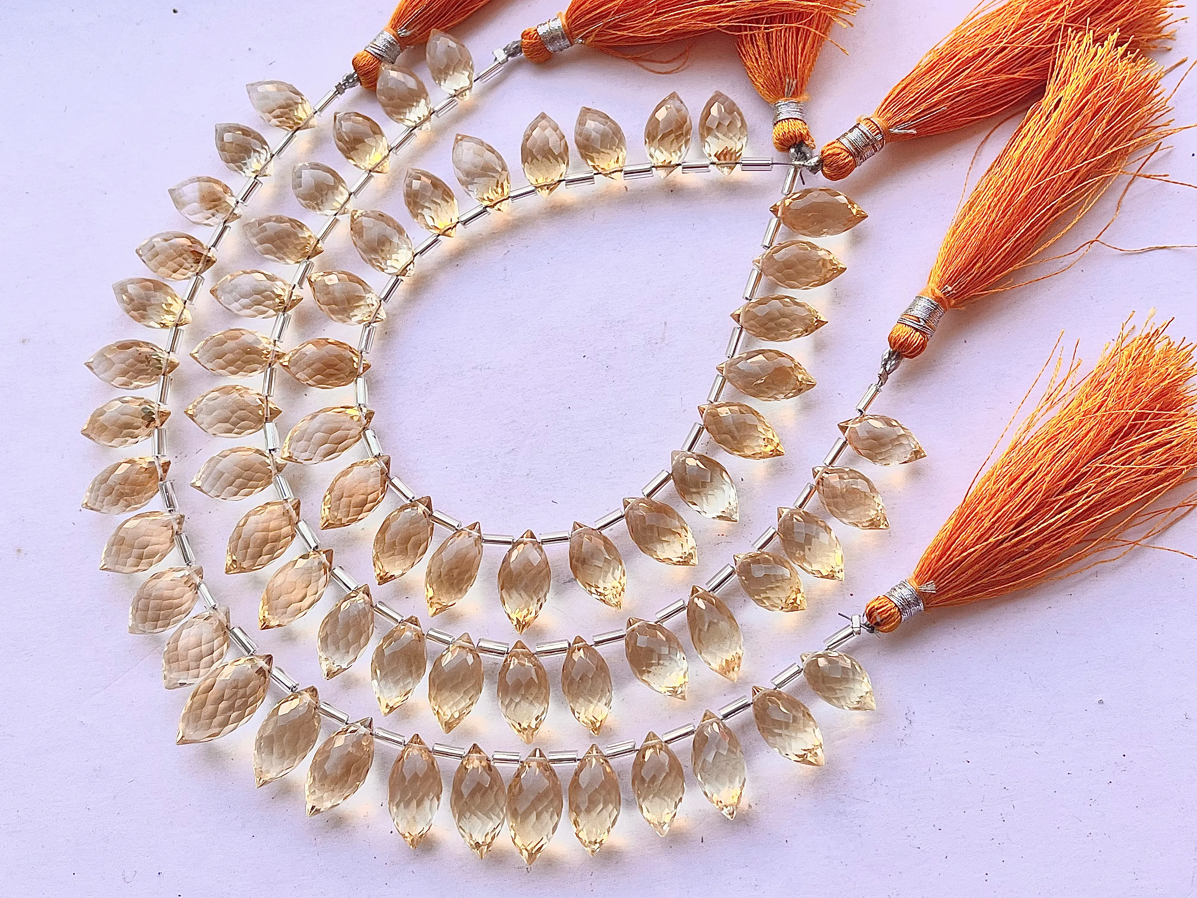 Citrine Faceted Olive shape Drops