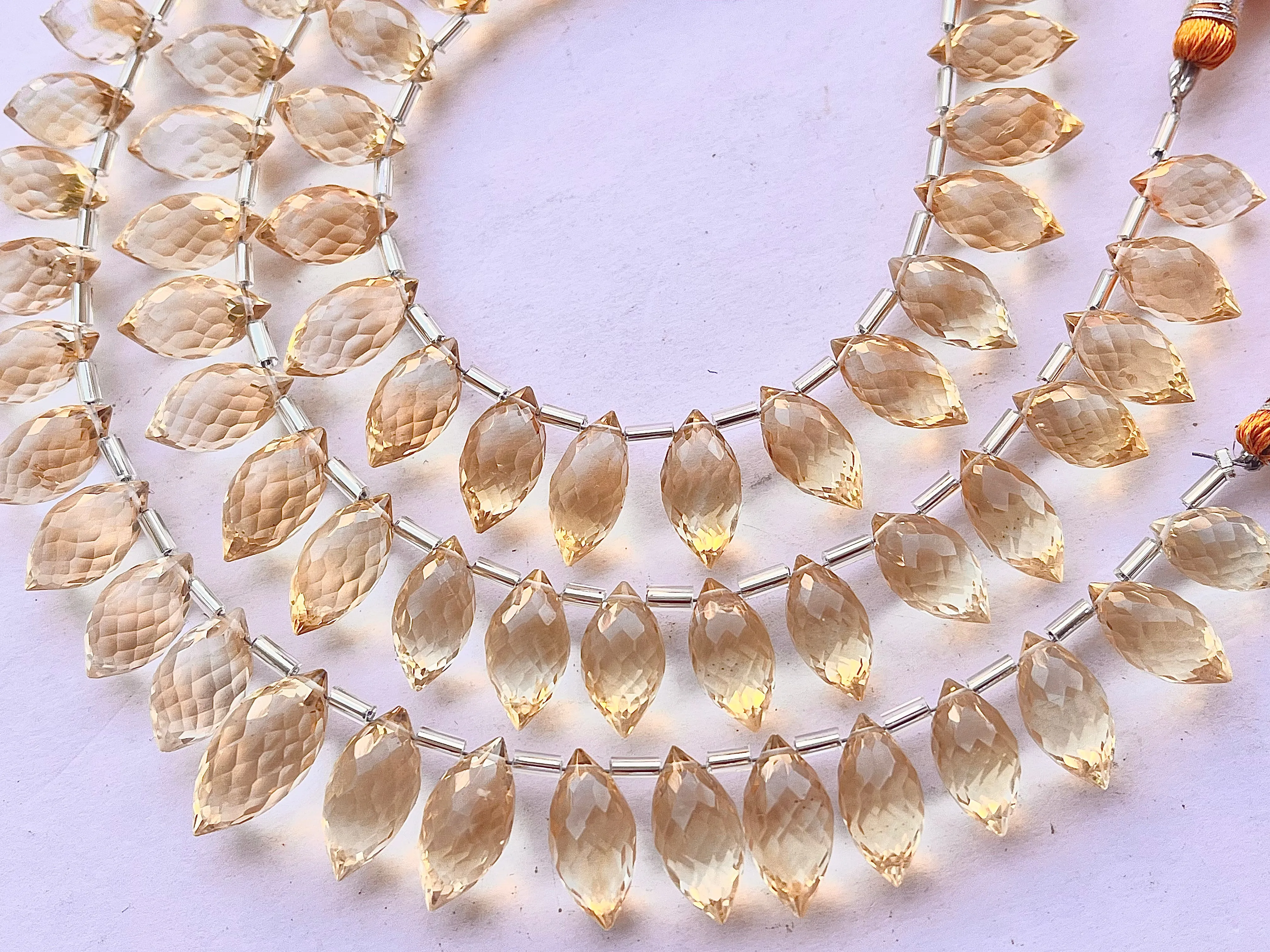Citrine Faceted Olive shape Drops