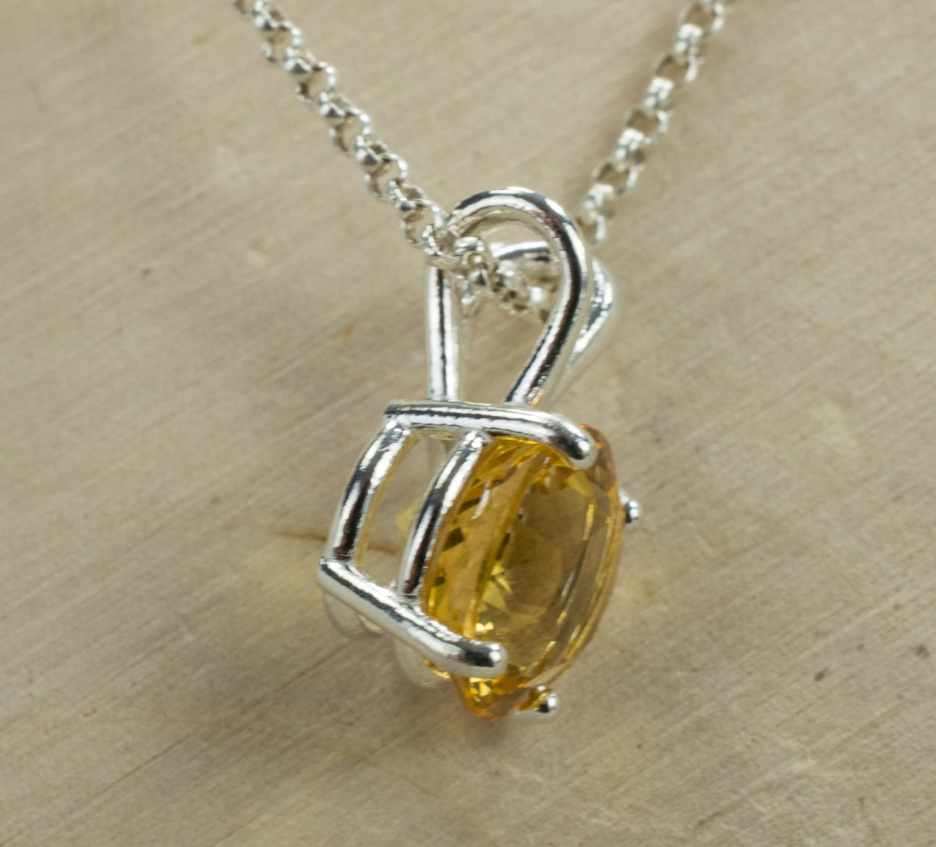 Citrine Sterling Silver Pendant; Genuine Untreated Congo Citrine; Citrine Pendant