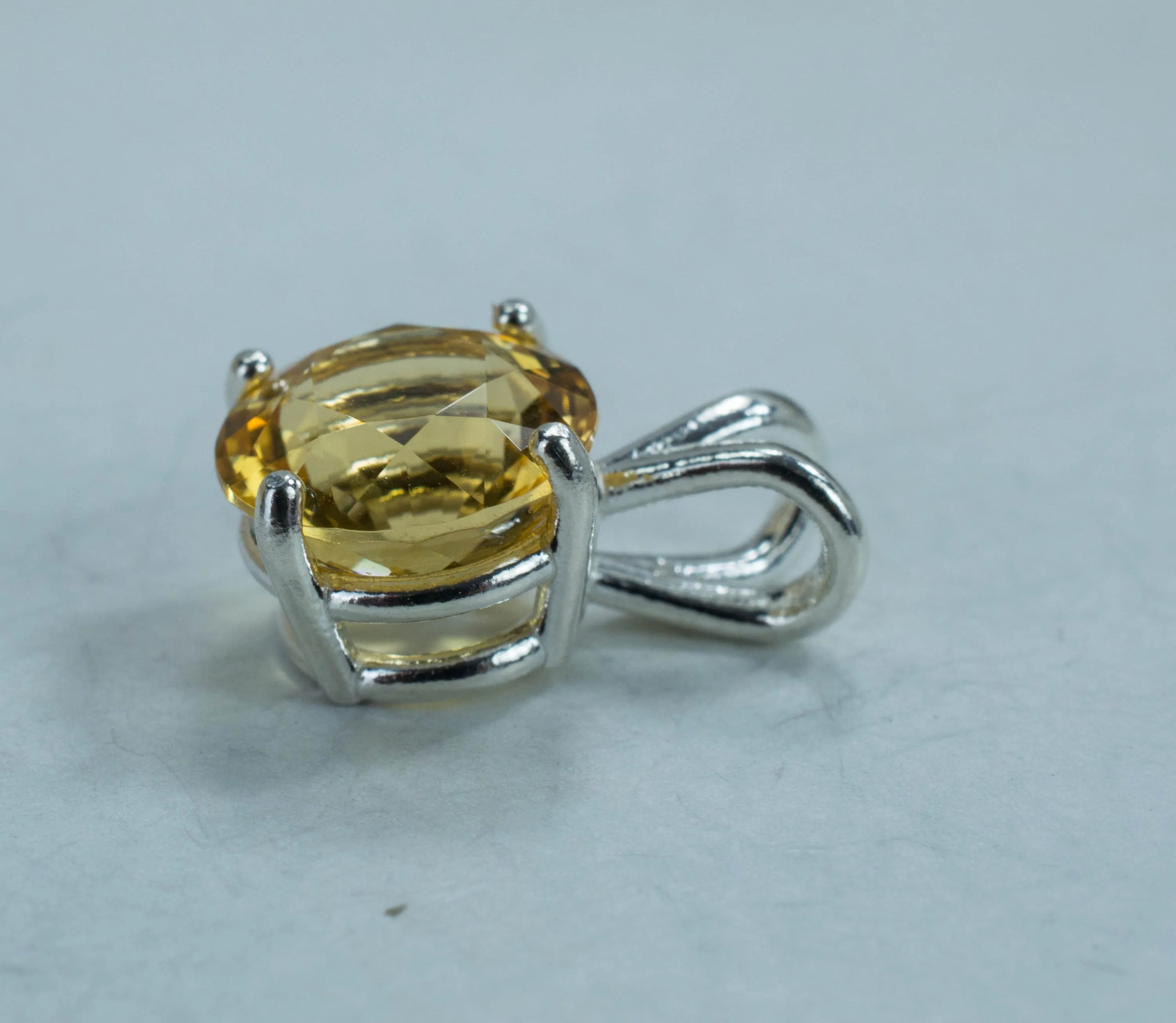 Citrine Sterling Silver Pendant; Genuine Untreated Congo Citrine; Citrine Pendant
