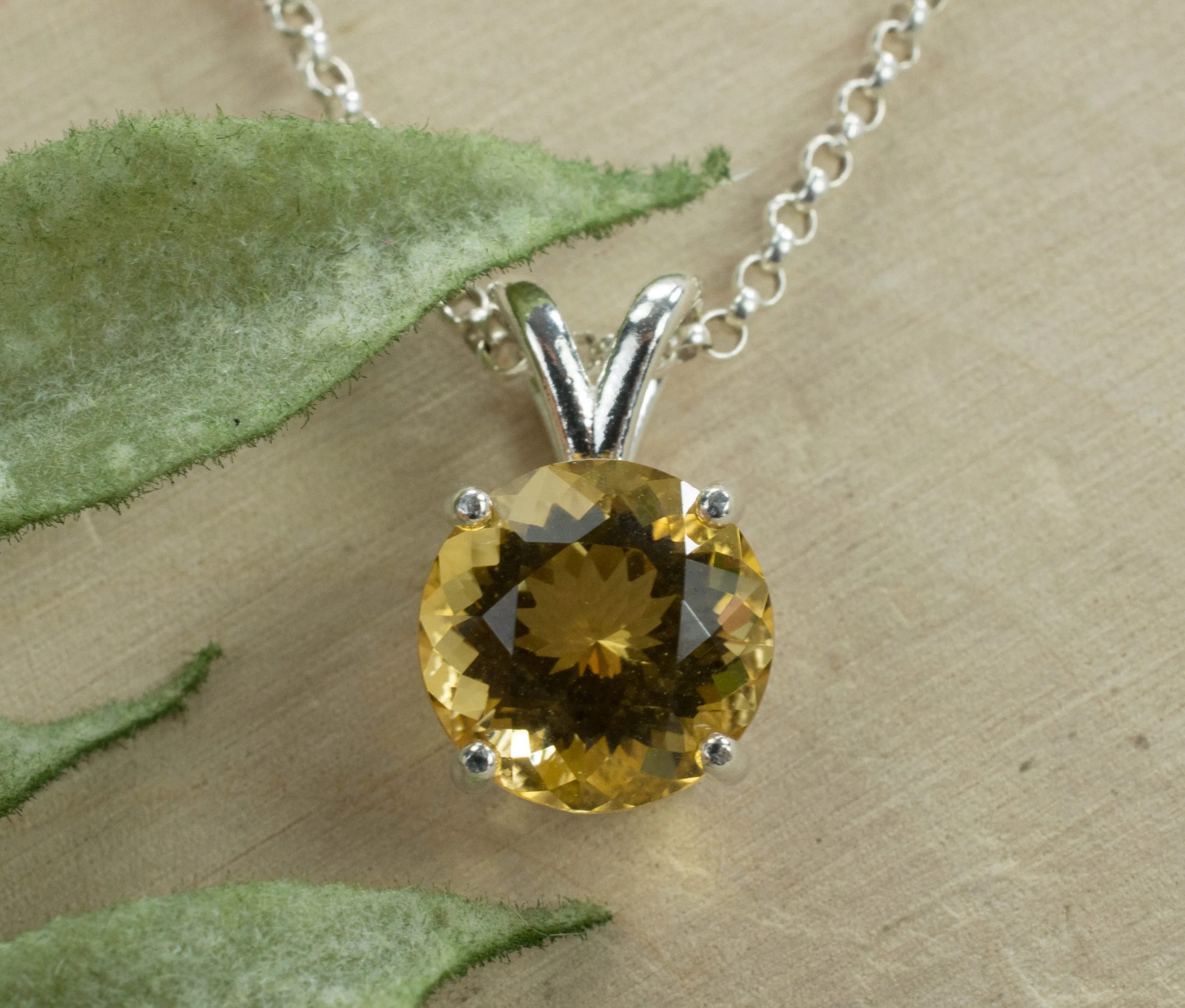 Citrine Sterling Silver Pendant; Genuine Untreated Congo Citrine; Citrine Pendant