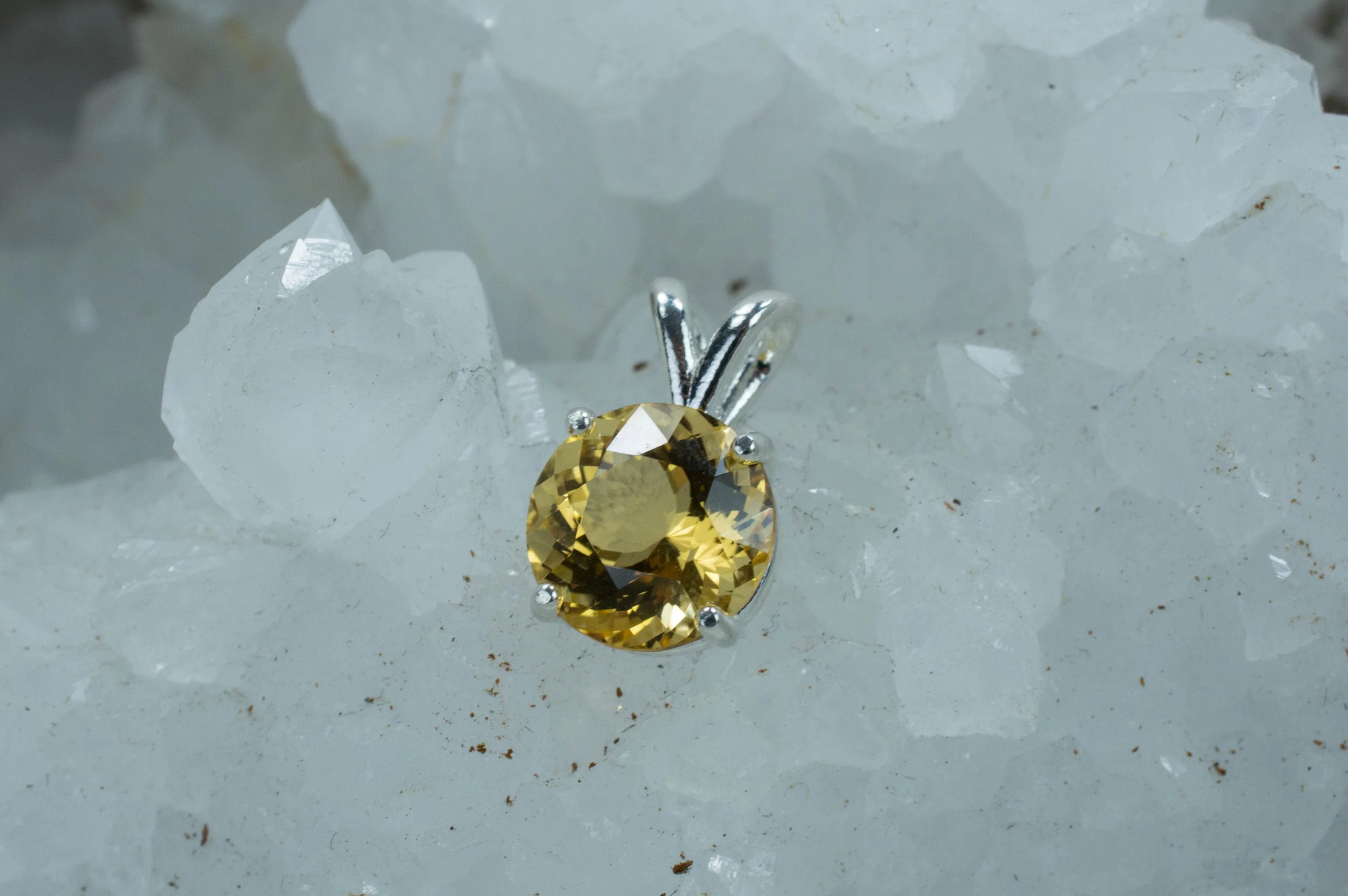 Citrine Sterling Silver Pendant; Genuine Untreated Congo Citrine; Citrine Pendant
