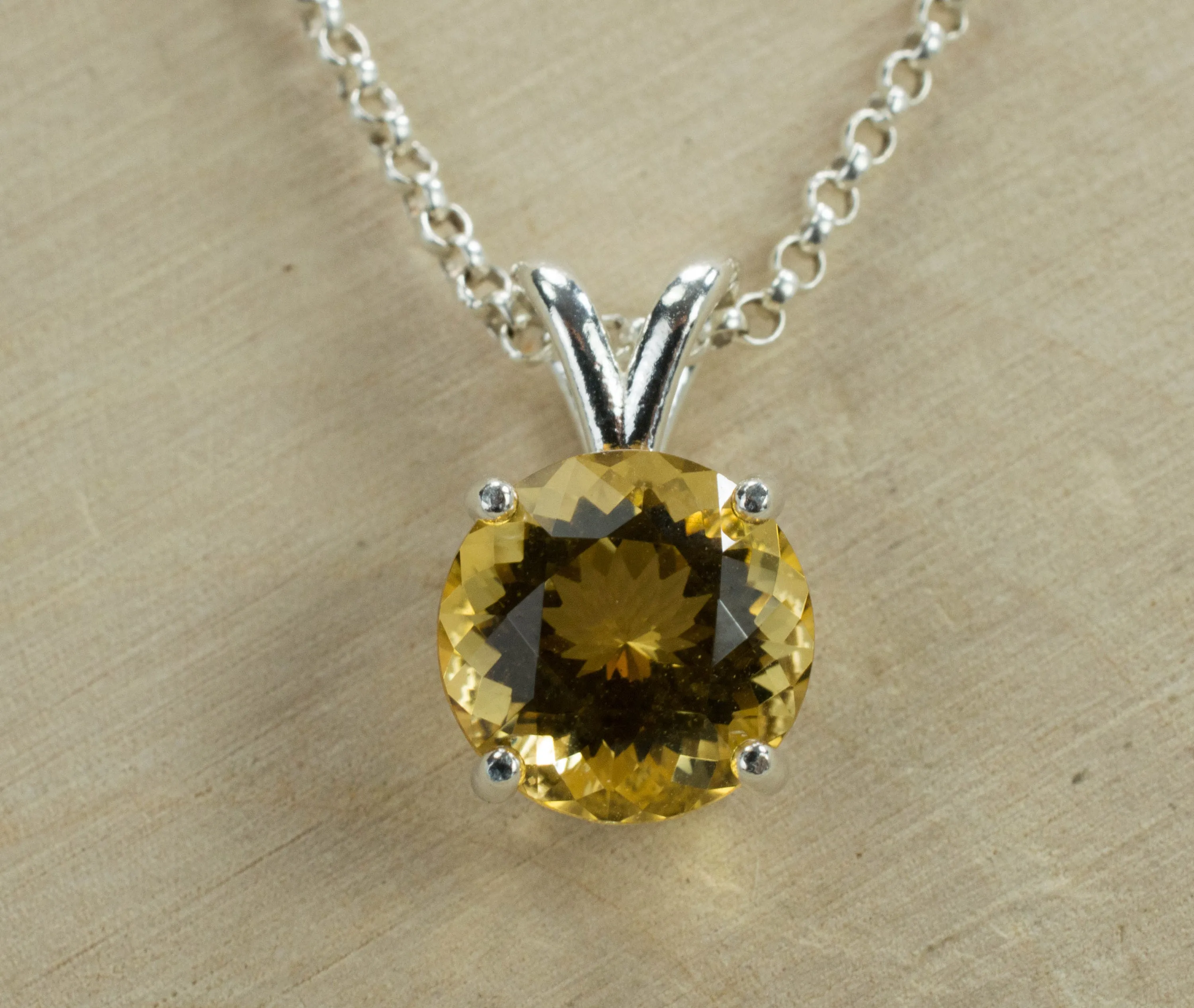 Citrine Sterling Silver Pendant; Genuine Untreated Congo Citrine; Citrine Pendant