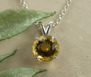 Citrine Sterling Silver Pendant; Genuine Untreated Congo Citrine; Citrine Pendant