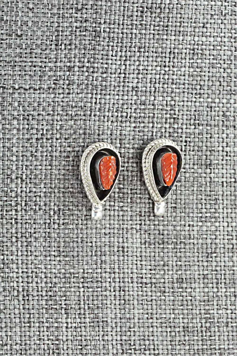 Coral & Sterling Silver Earrings - Shirley Walela