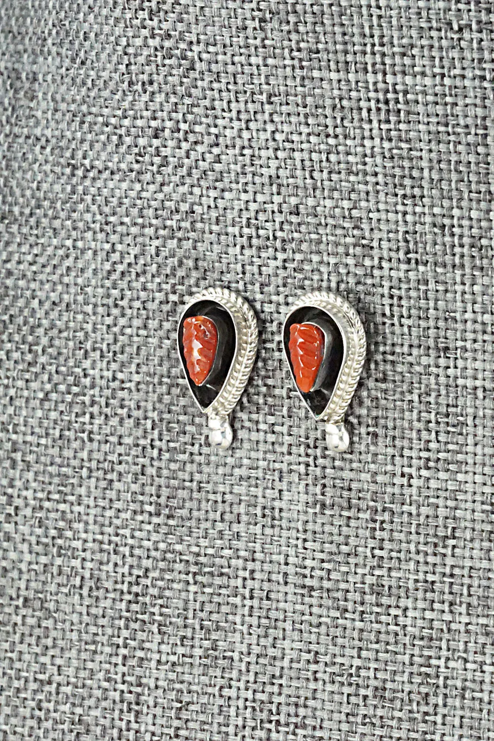 Coral & Sterling Silver Earrings - Shirley Walela