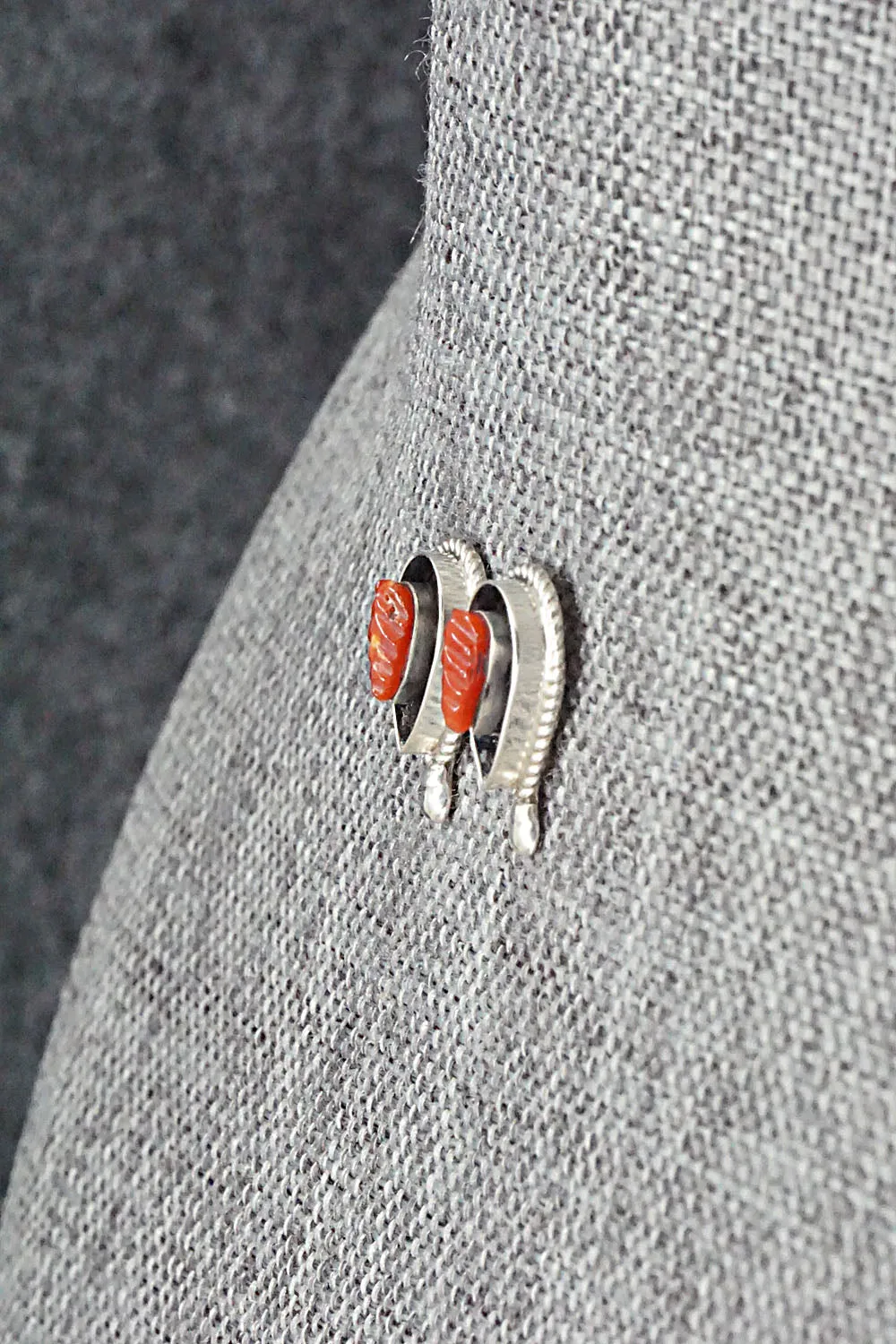 Coral & Sterling Silver Earrings - Shirley Walela