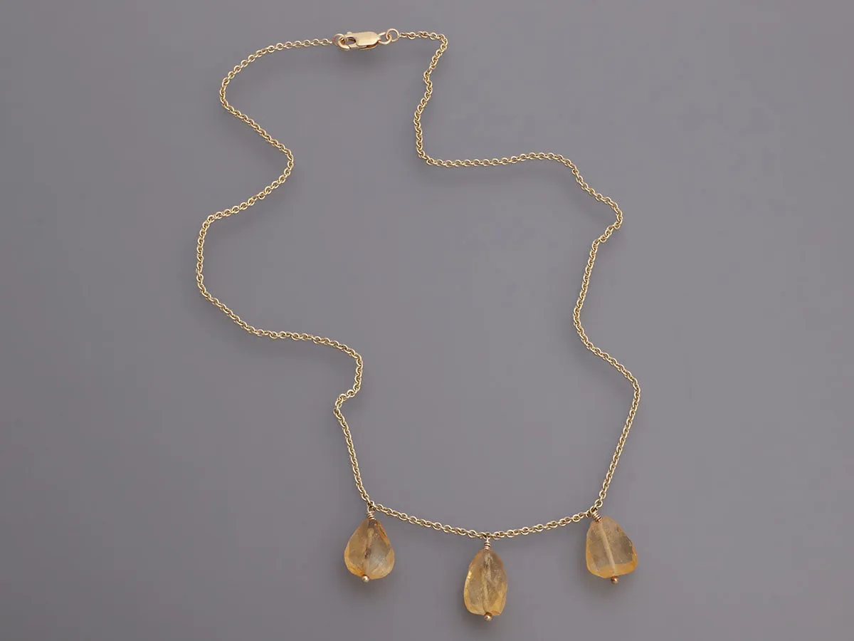 Jan Logan 14K Yellow Gold Citrine Trio Pendant Necklace
