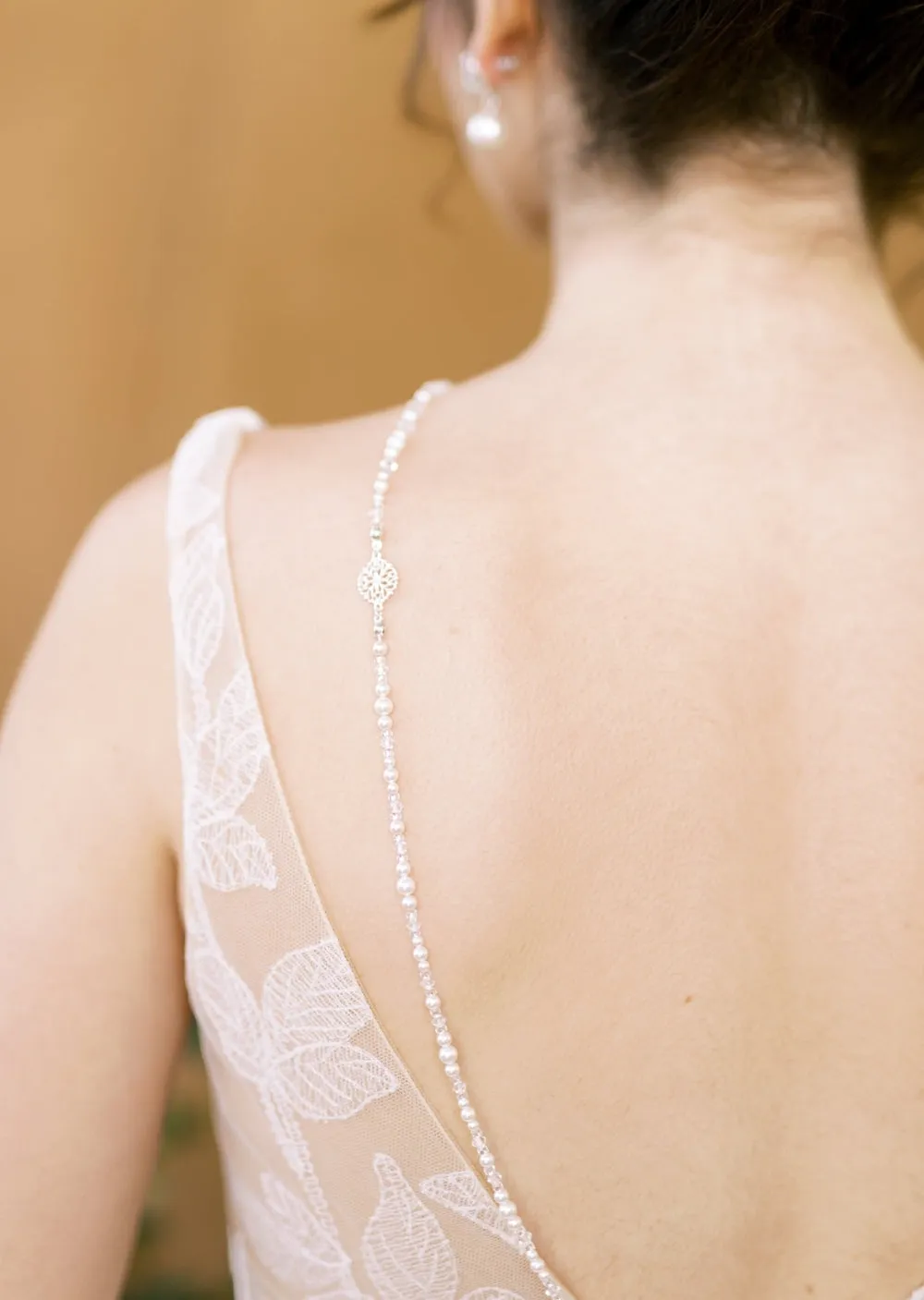 JUSTINA Pearl and Crystal Beaded Back Necklace