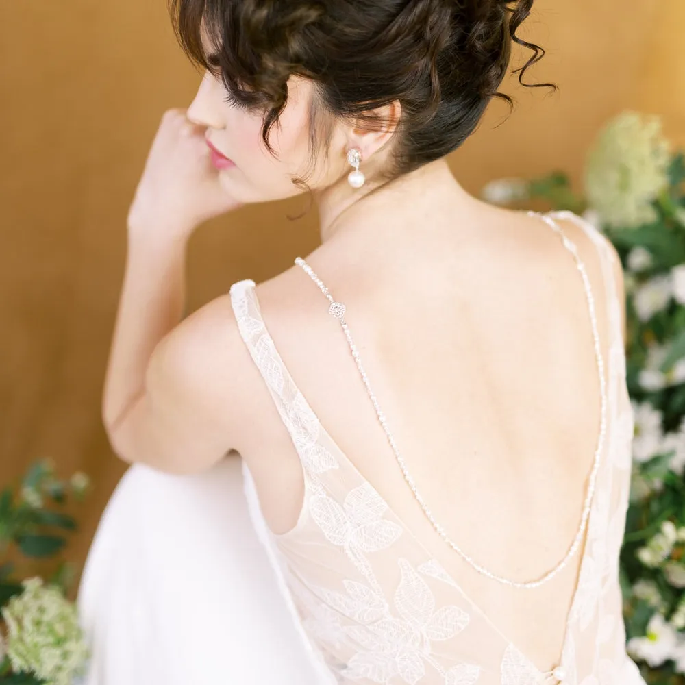 JUSTINA Pearl and Crystal Beaded Back Necklace