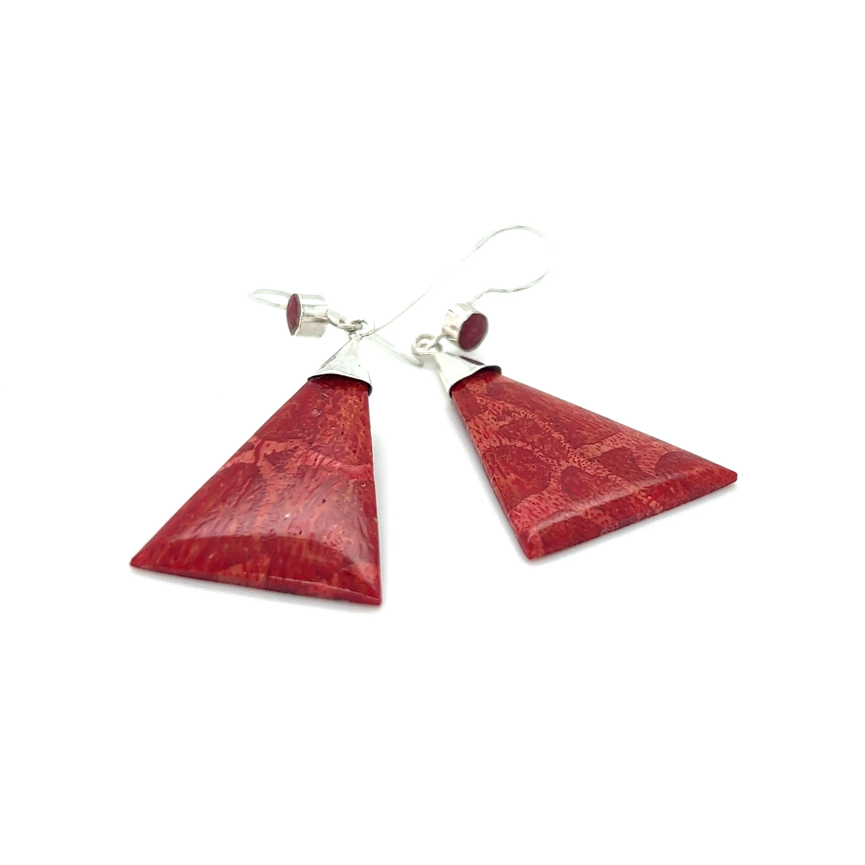 Long Triangle Sponge Coral Earrings
