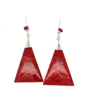 Long Triangle Sponge Coral Earrings