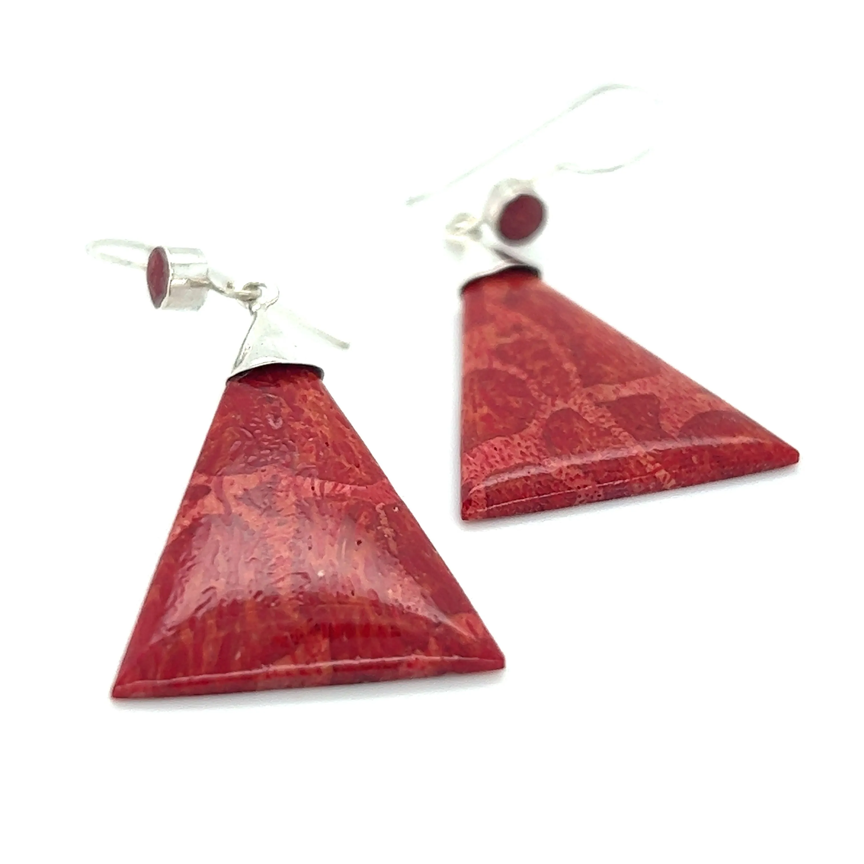 Long Triangle Sponge Coral Earrings