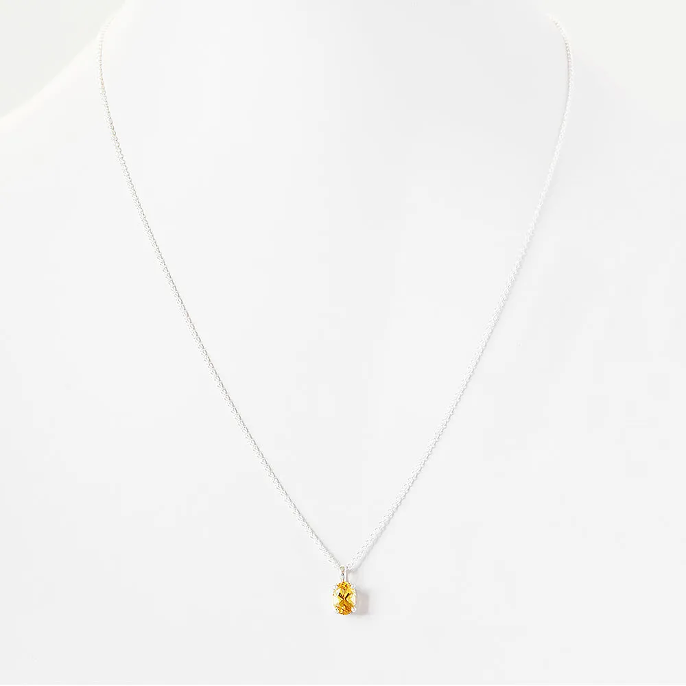 Luna, an Oval cut Citrine Necklace - 7x5mm