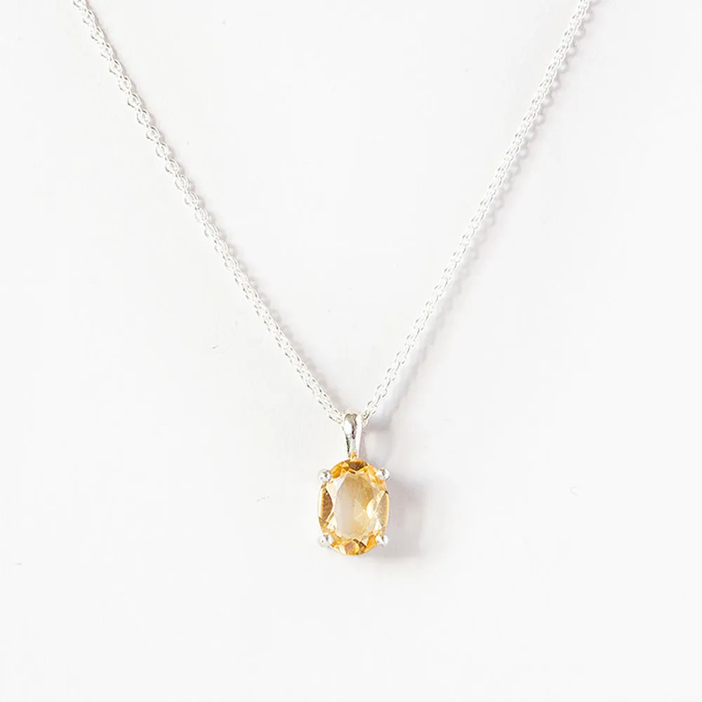 Luna, an Oval cut Citrine Necklace - 8x6mm