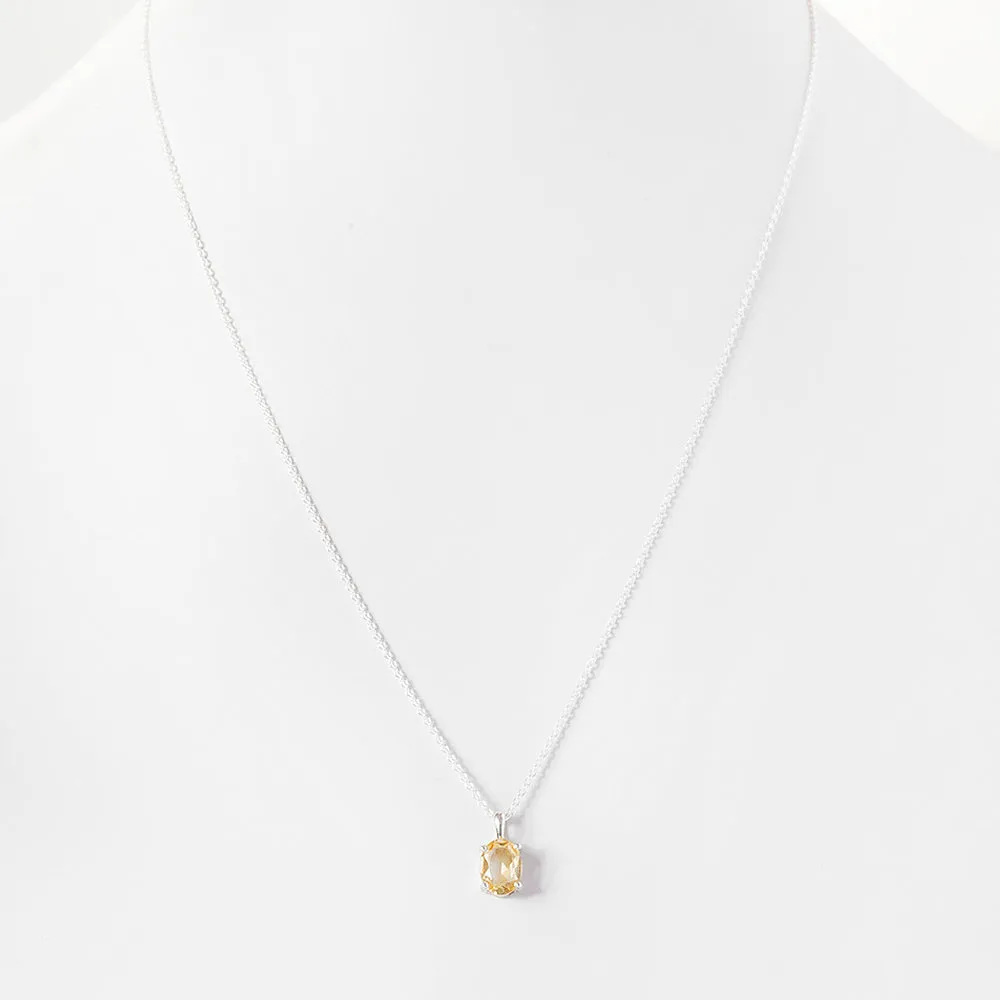Luna, an Oval cut Citrine Necklace - 8x6mm