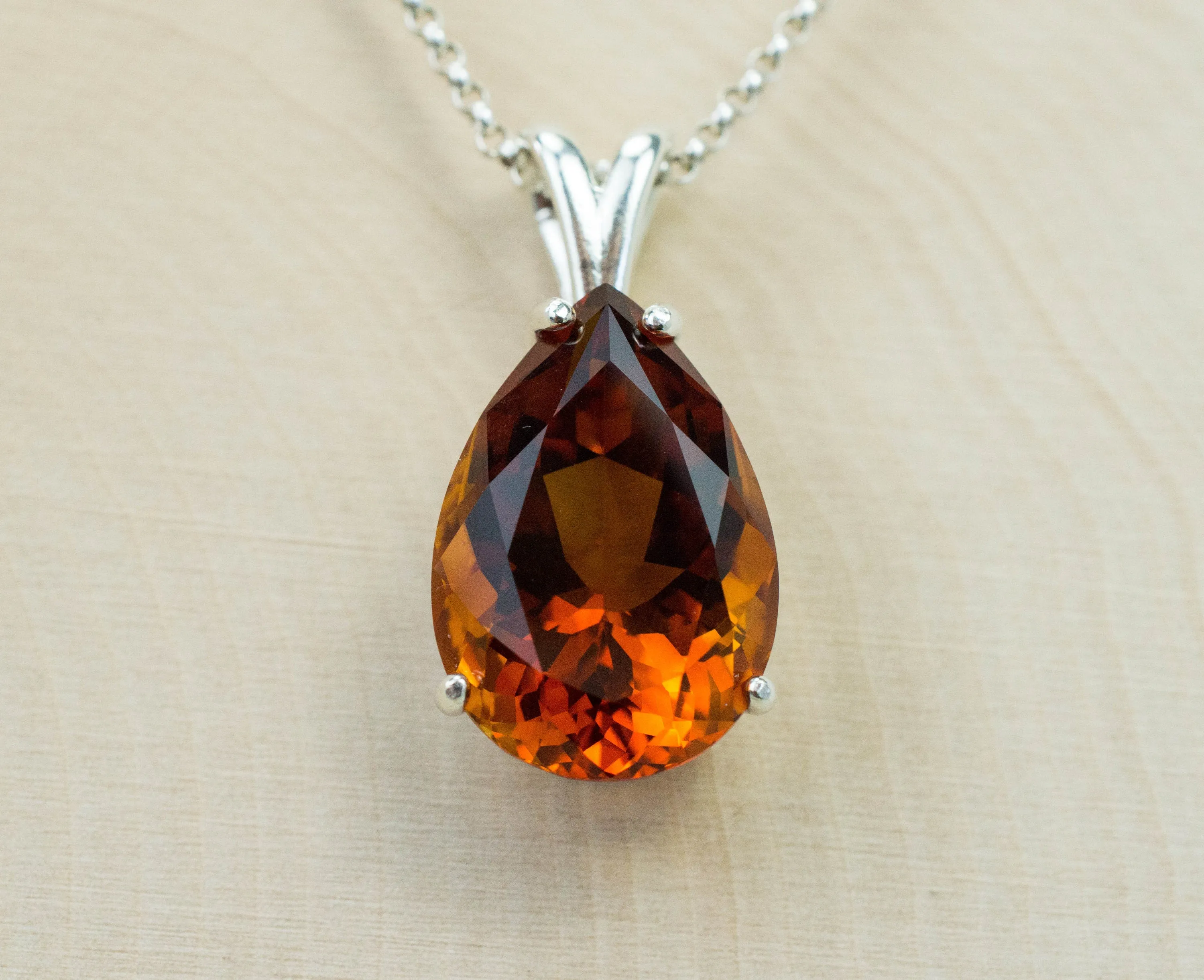 Madeira Citrine Pendant; Natural Untreated Brazil Citrine; 11.850cts