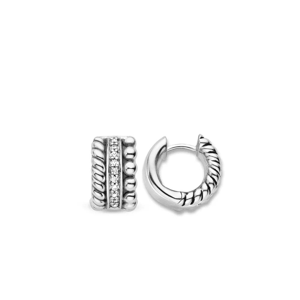 Milano CZ Hoop Earrings - Silver - 7604ZI