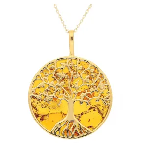 MILENA Necklace Gold and Amber Tree of Life