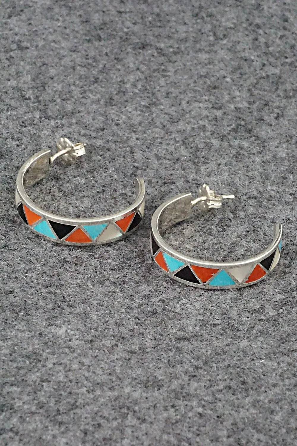 Multi-Stone & Sterling Silver Inlay Earrings - Claudine Haloo