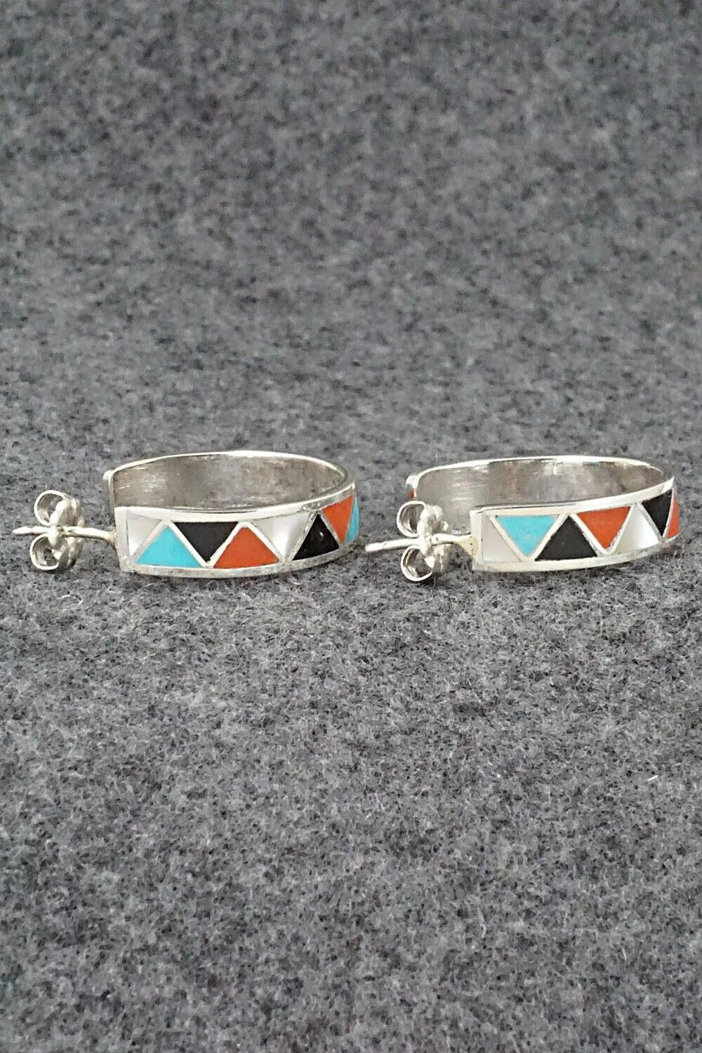 Multi-Stone & Sterling Silver Inlay Earrings - Claudine Haloo