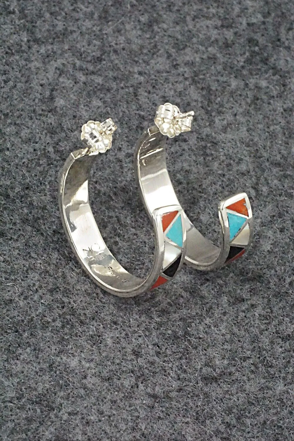 Multi-Stone & Sterling Silver Inlay Earrings - Claudine Haloo